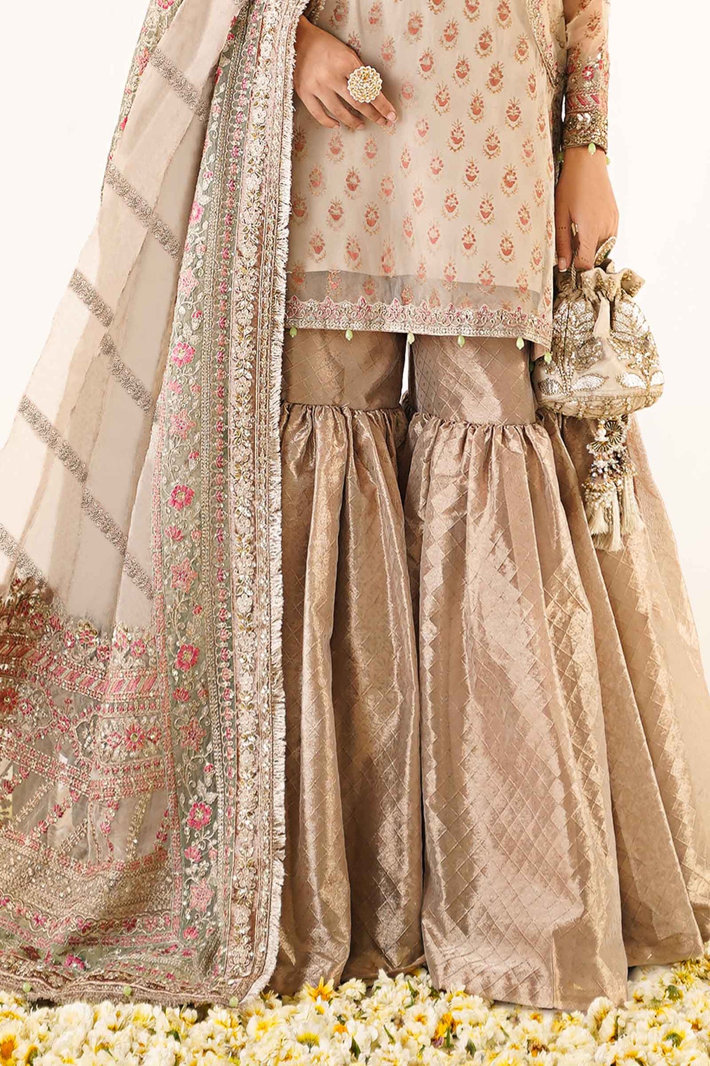 3 Piece Embroidered Organza Suit