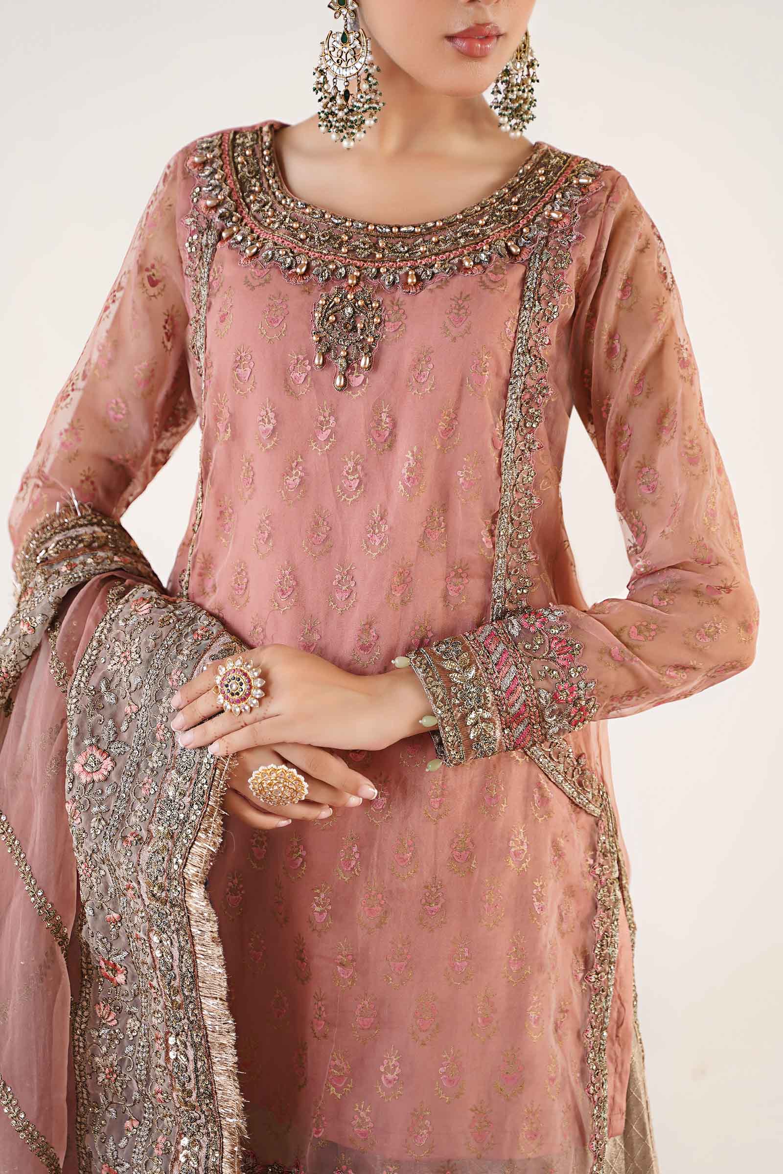 3 Piece Embroidered Organza Suit