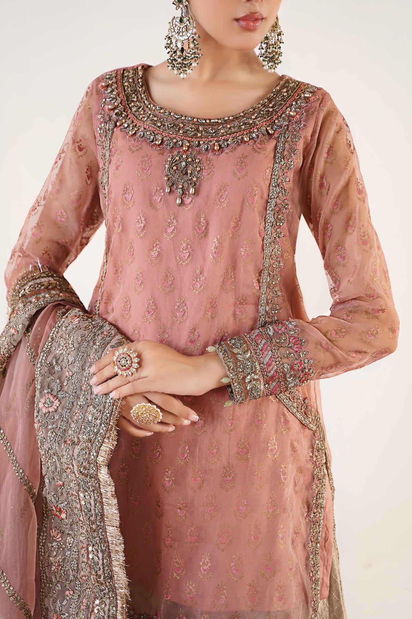 3 Piece Embroidered Organza Suit