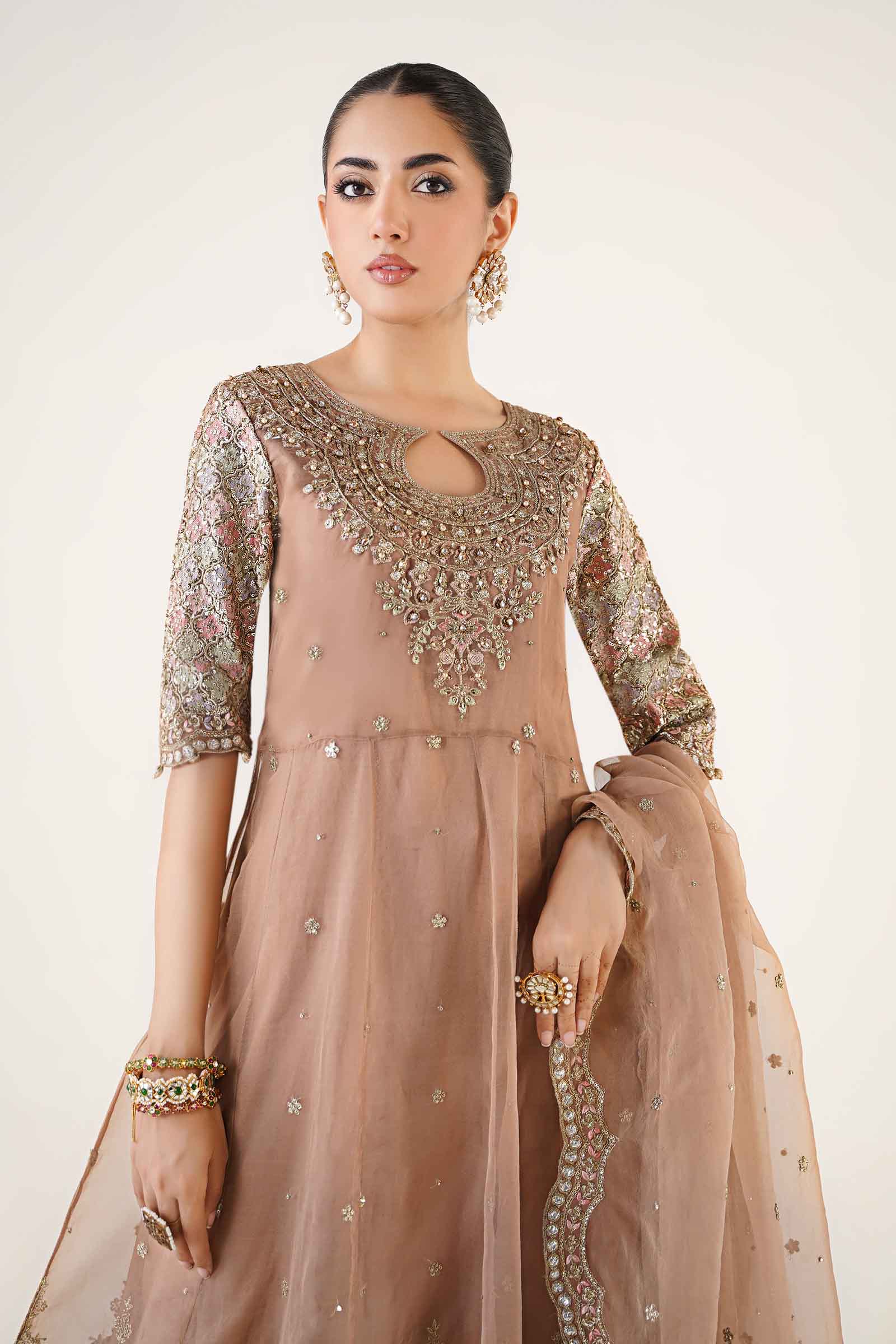 3 Piece Embroidered Organza Suit
