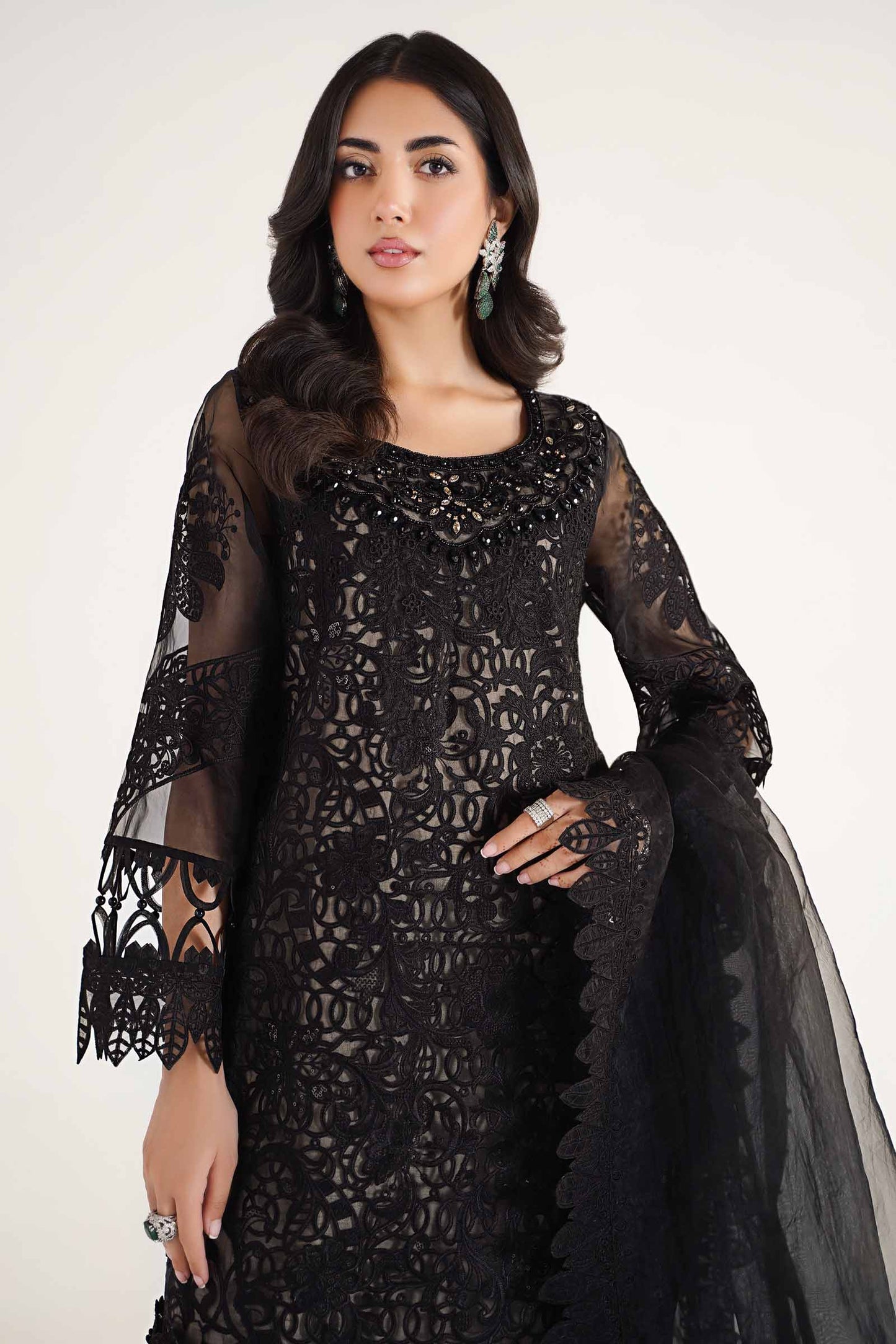 3 Piece Embroidered Organza Suit