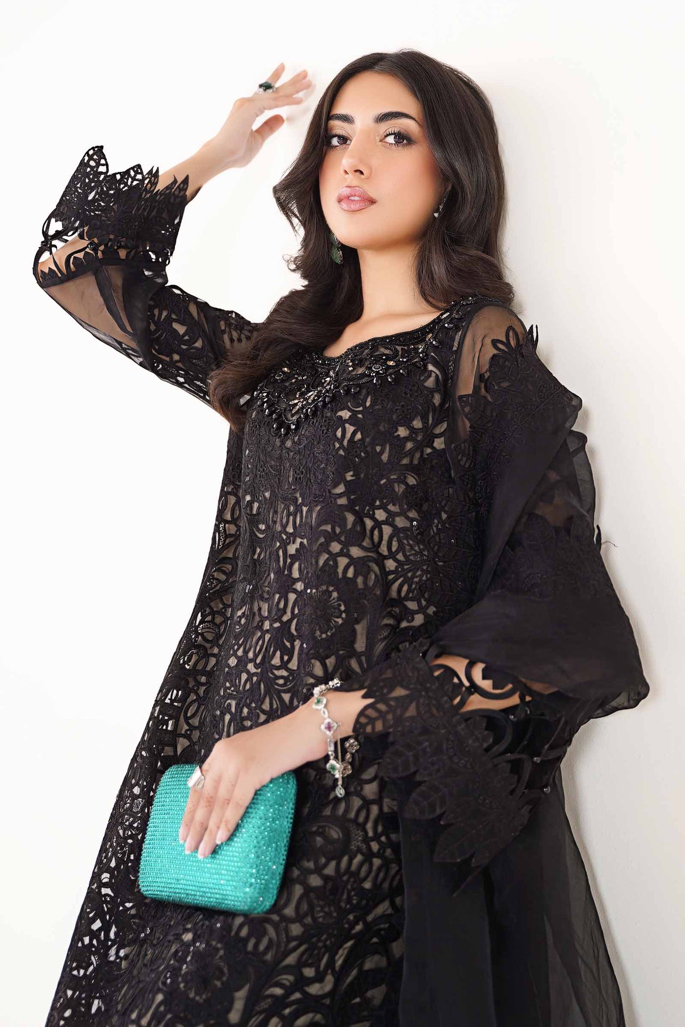 3 Piece Embroidered Organza Suit