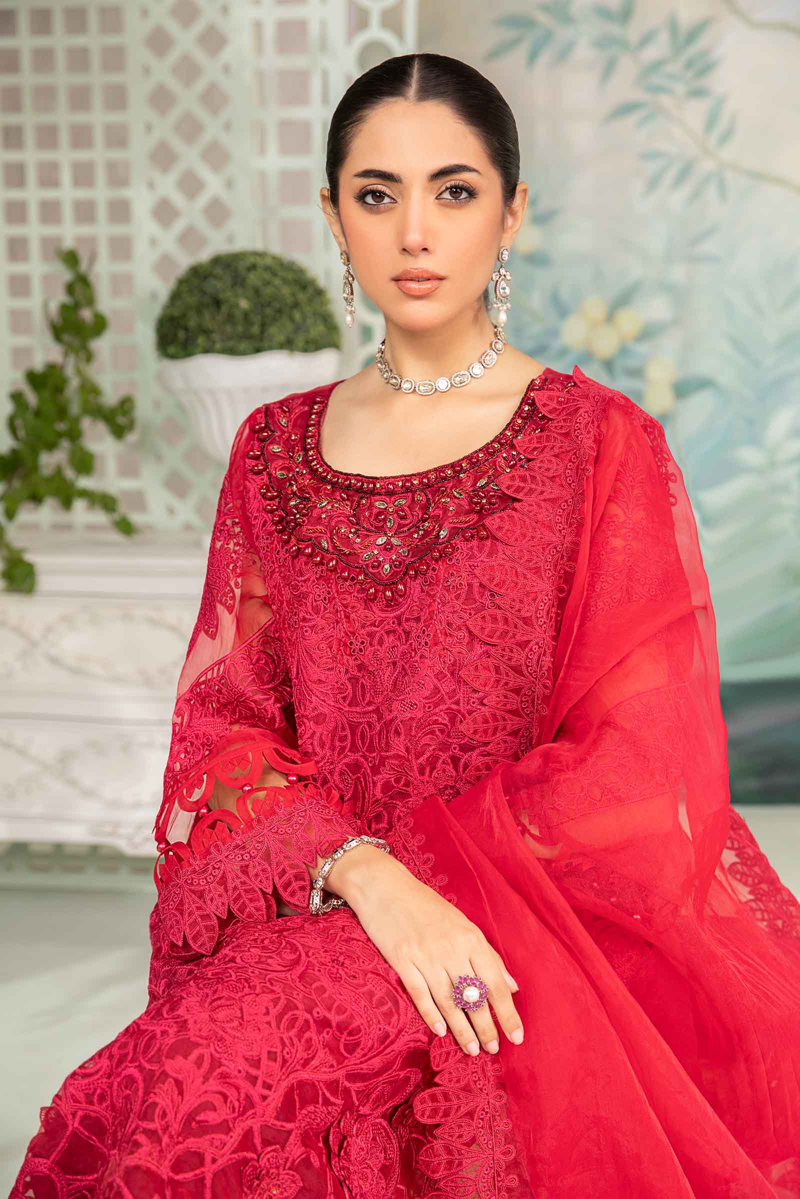 3 Piece Embroidered Organza Suit