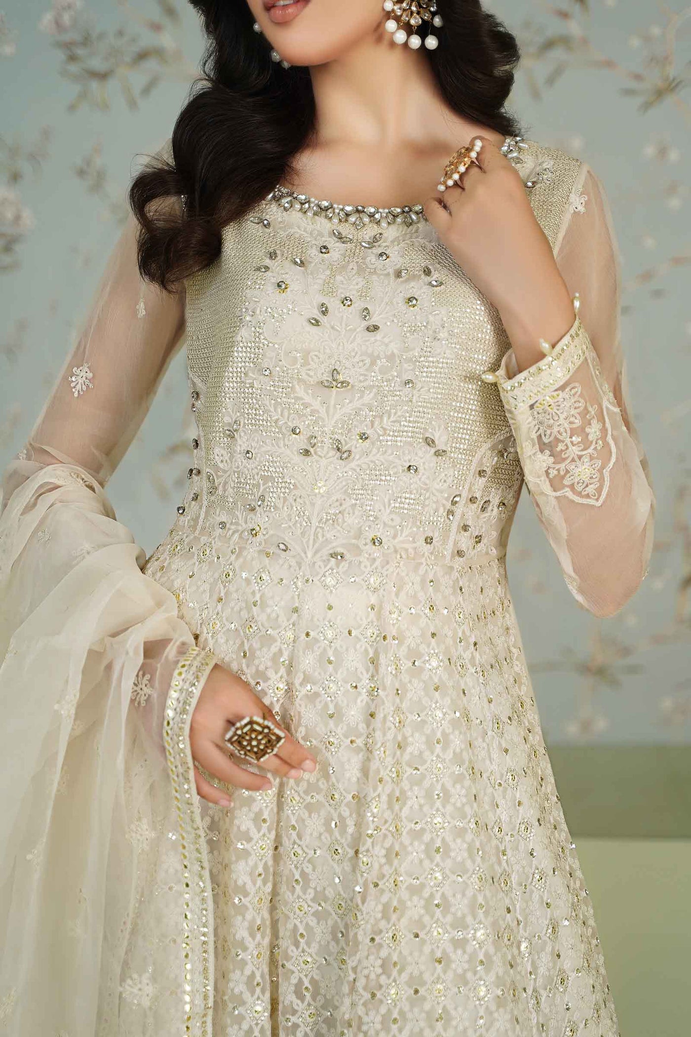 3 Piece Embroidered Bamber Chiffon Suit | SF-EA24-36