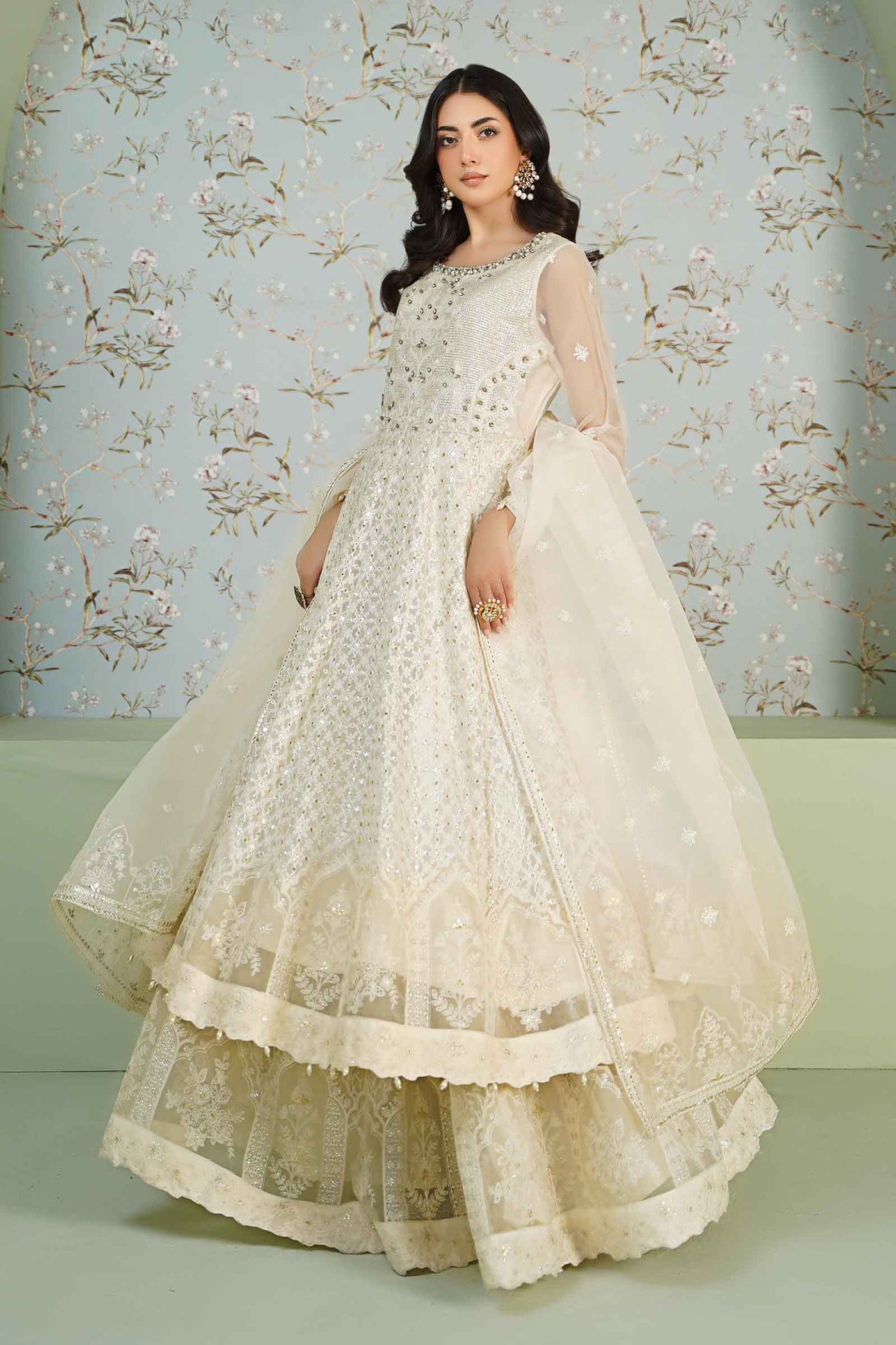 3 Piece Embroidered Bamber Chiffon Suit | SF-EA24-36