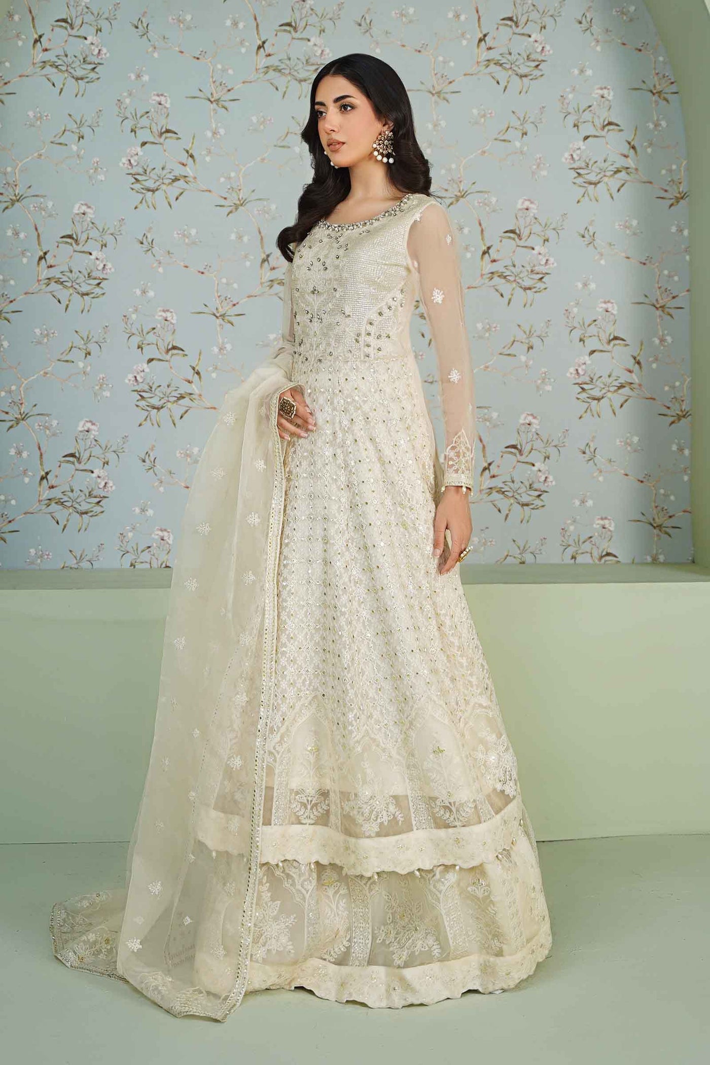 3 Piece Embroidered Bamber Chiffon Suit | SF-EA24-36
