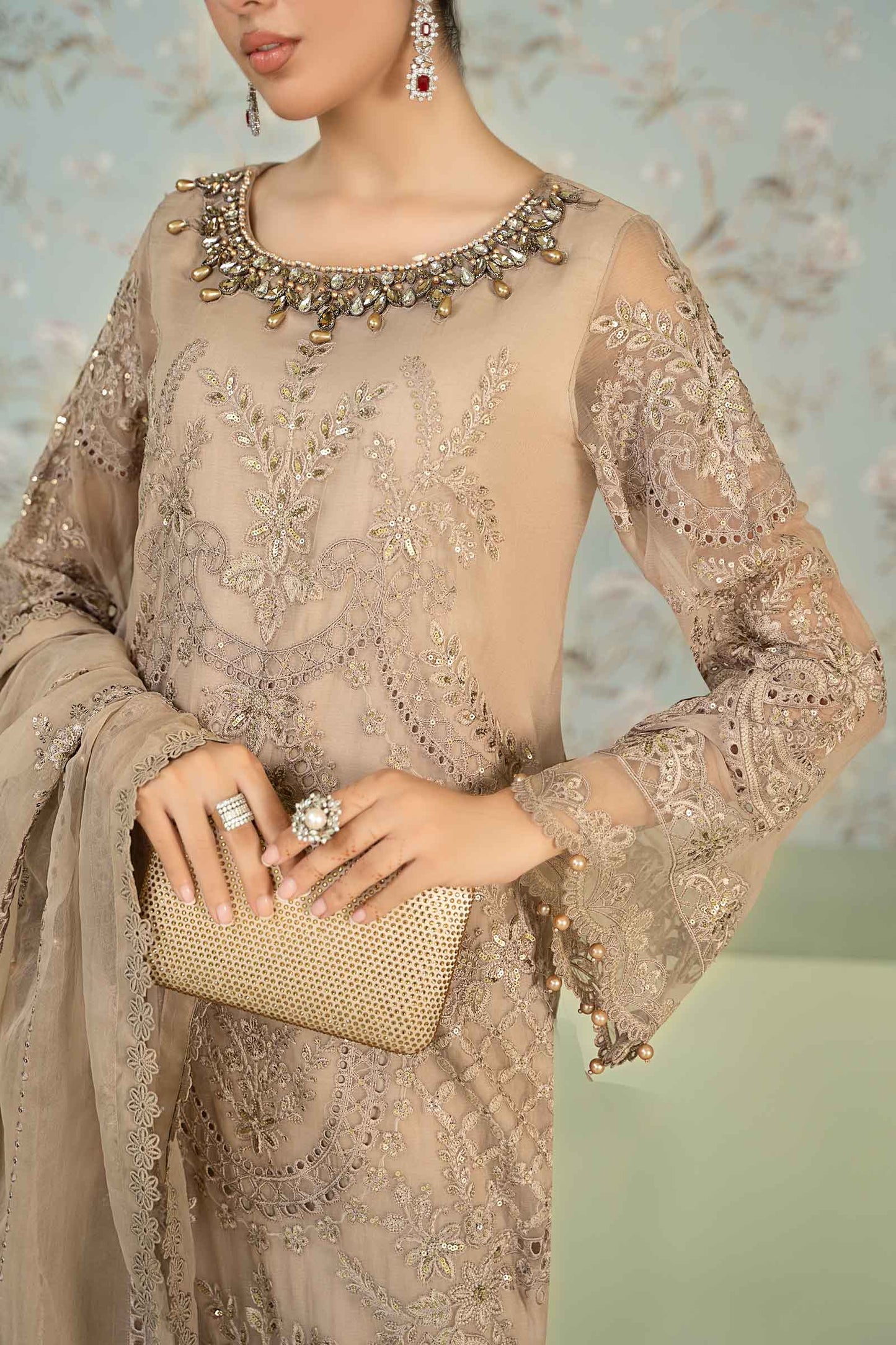 3 Piece Embroidered Chiffon Suit