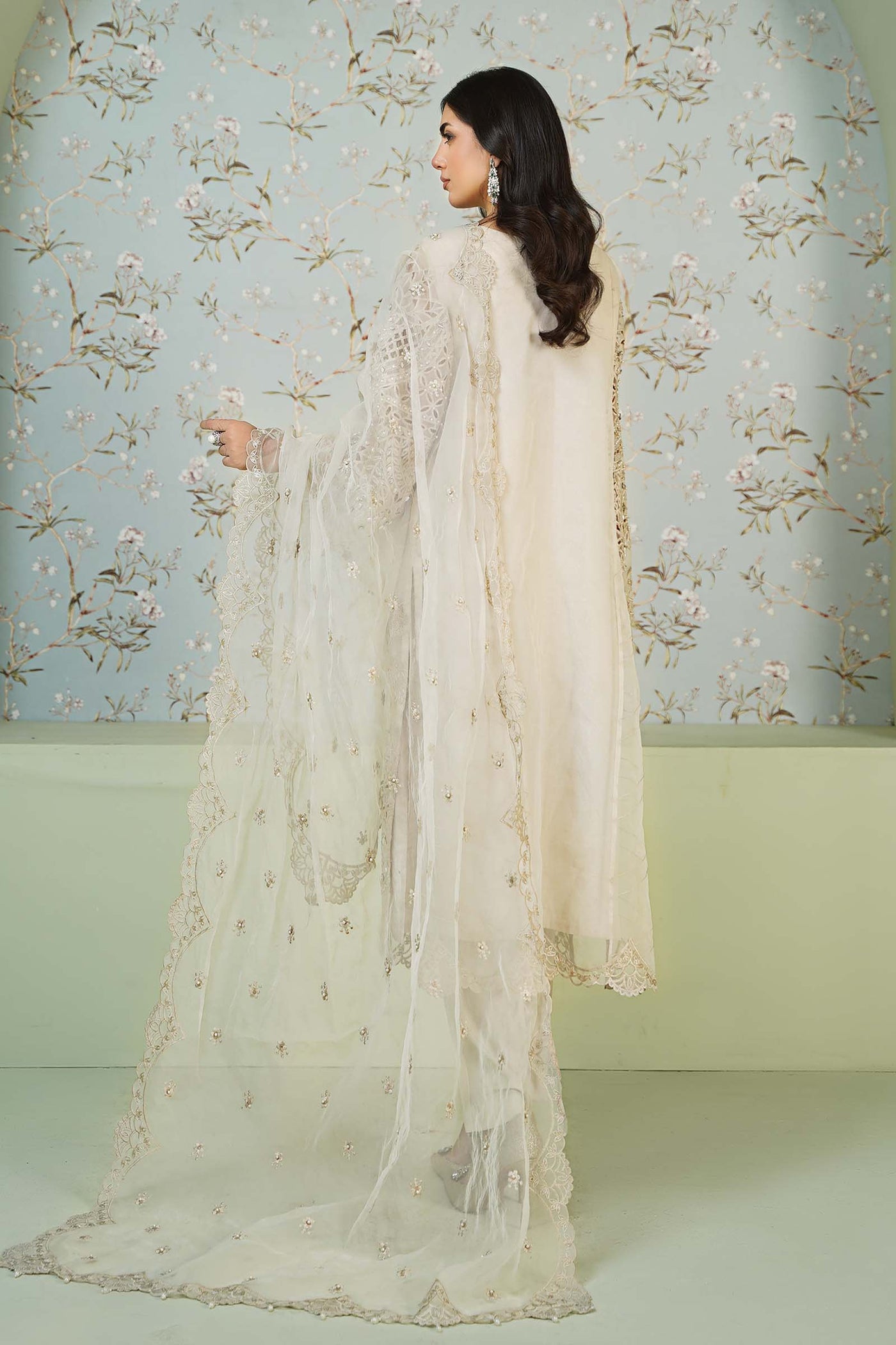 3 Piece Embroidered Organza Suit