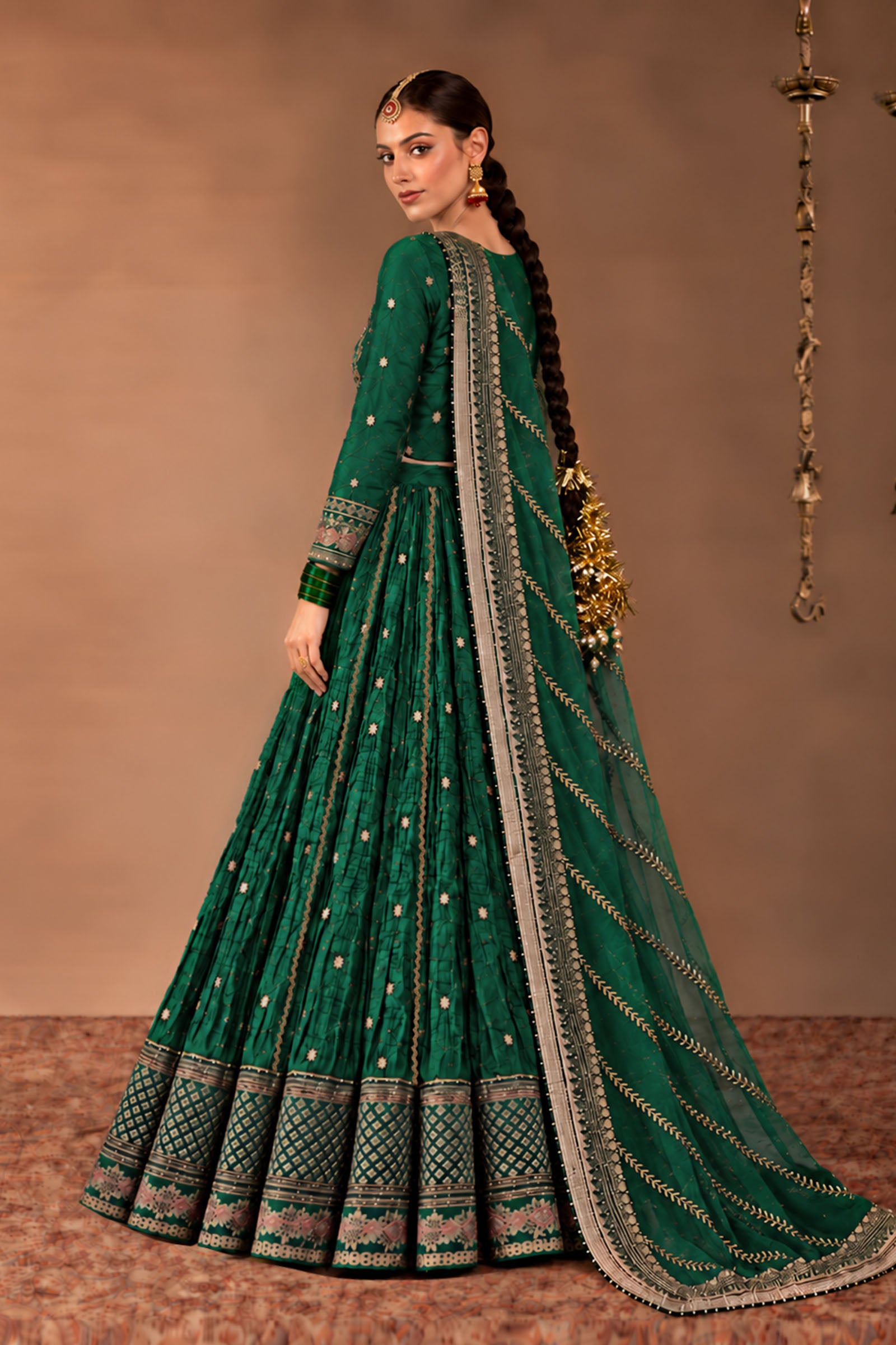 3 Piece Embroidered Raw Silk Suit