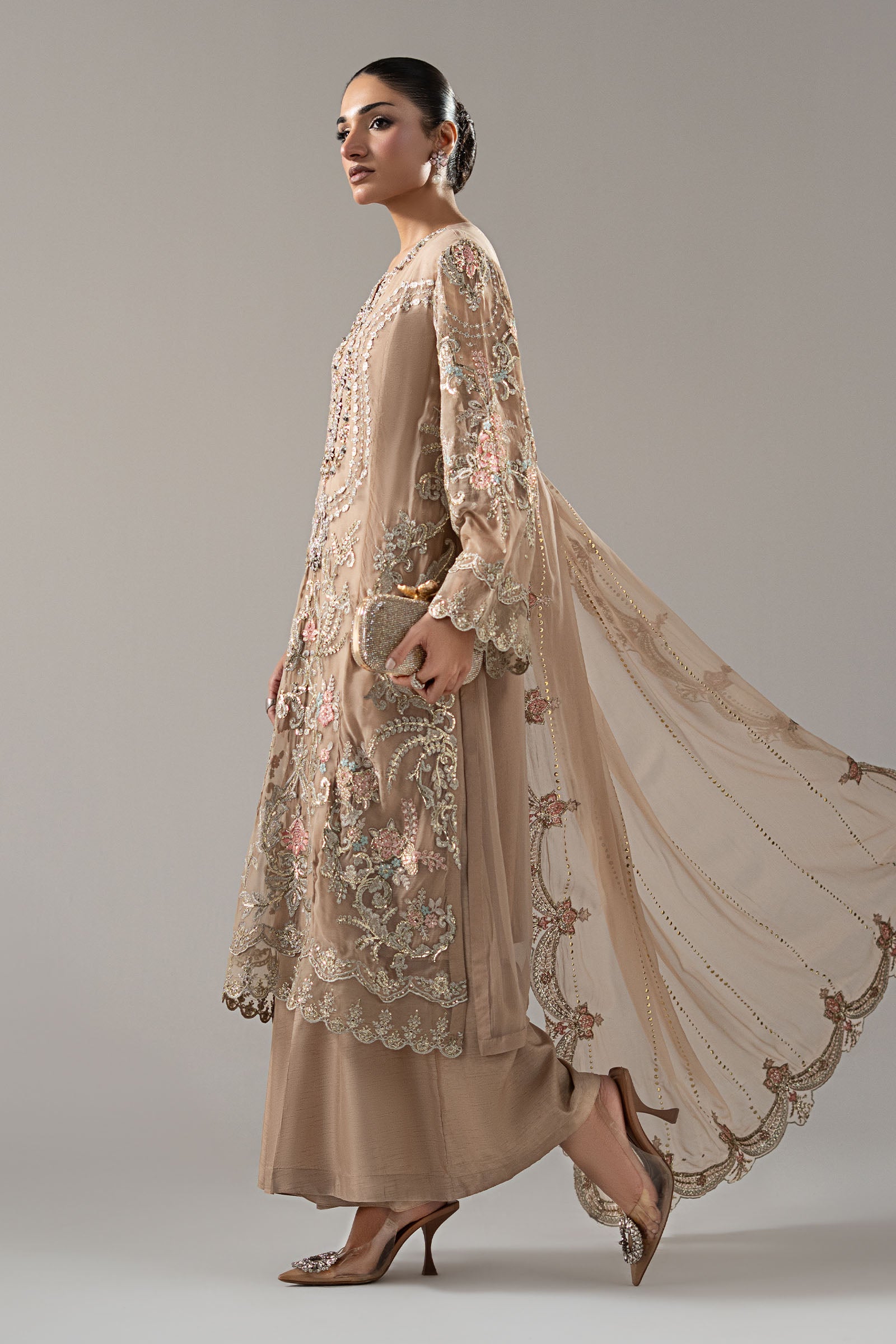 3 Piece Embroidered Chiffon Suit
