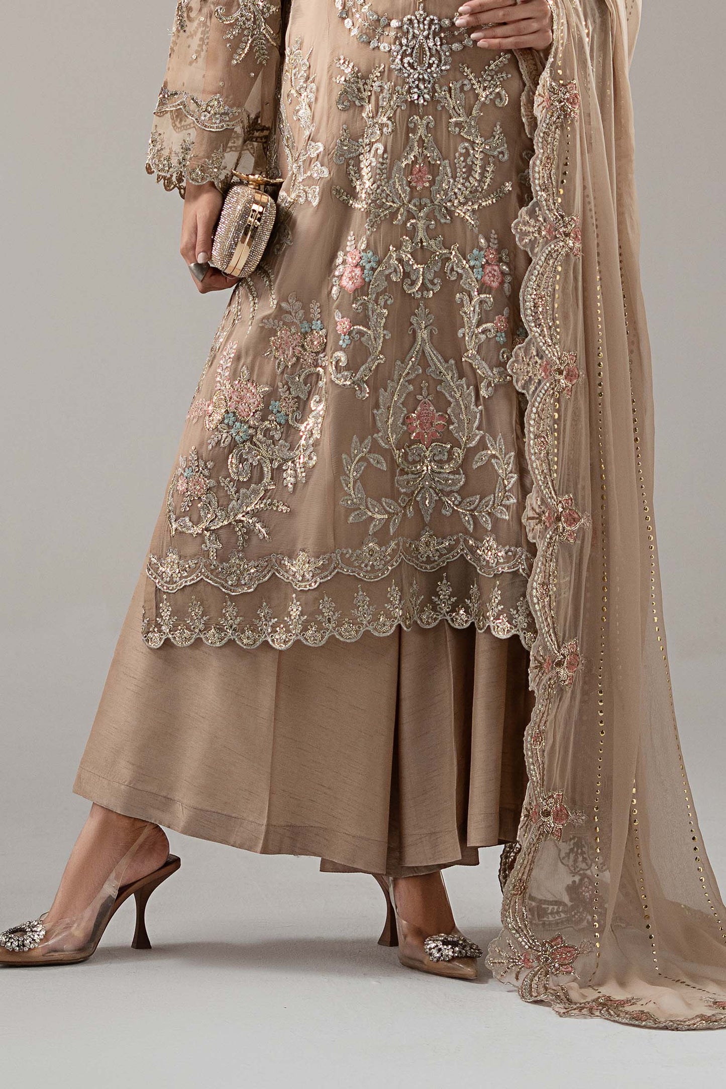 3 Piece Embroidered Chiffon Suit