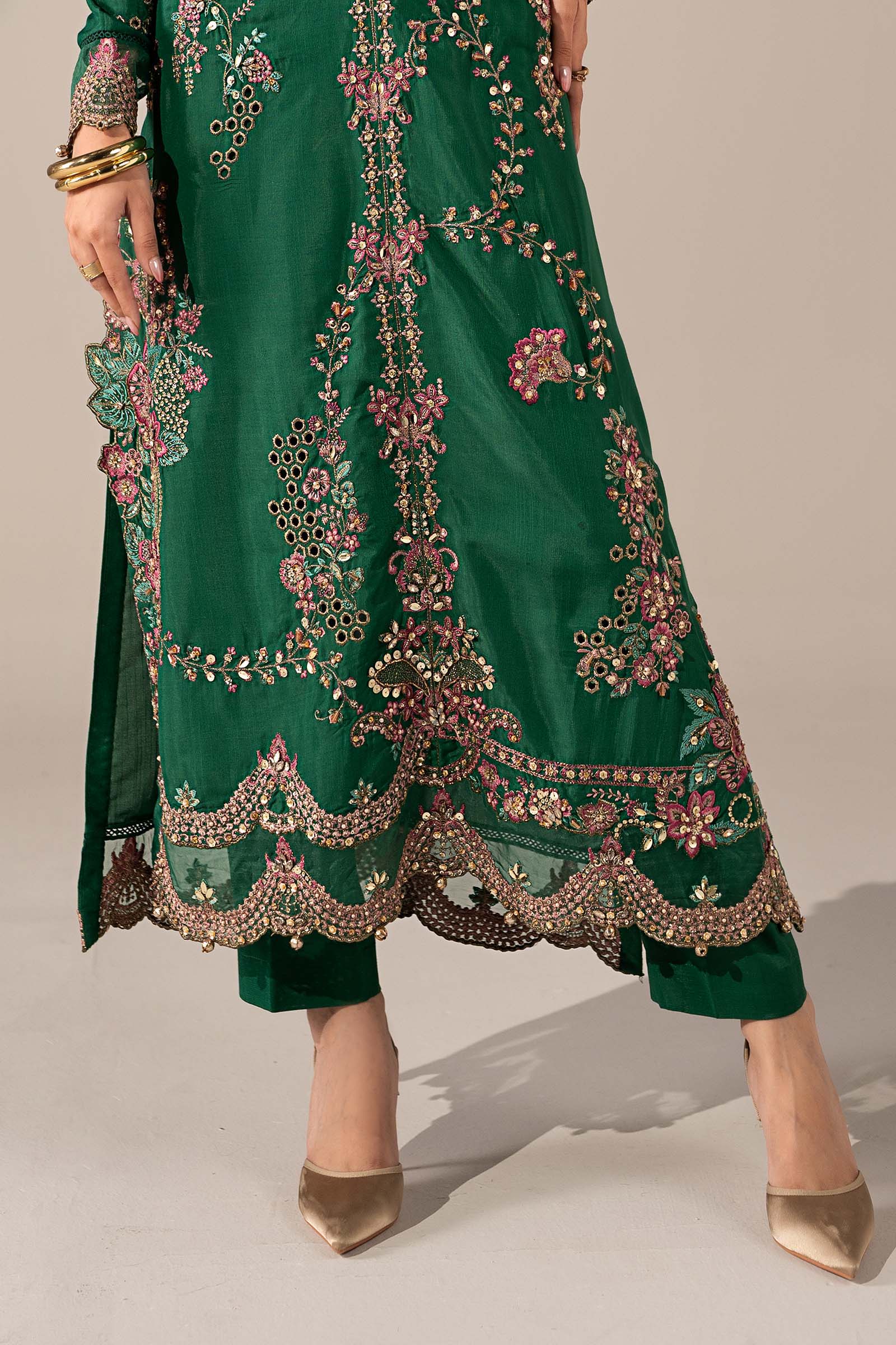 2 Piece Embroidered Tissue Silk Suit