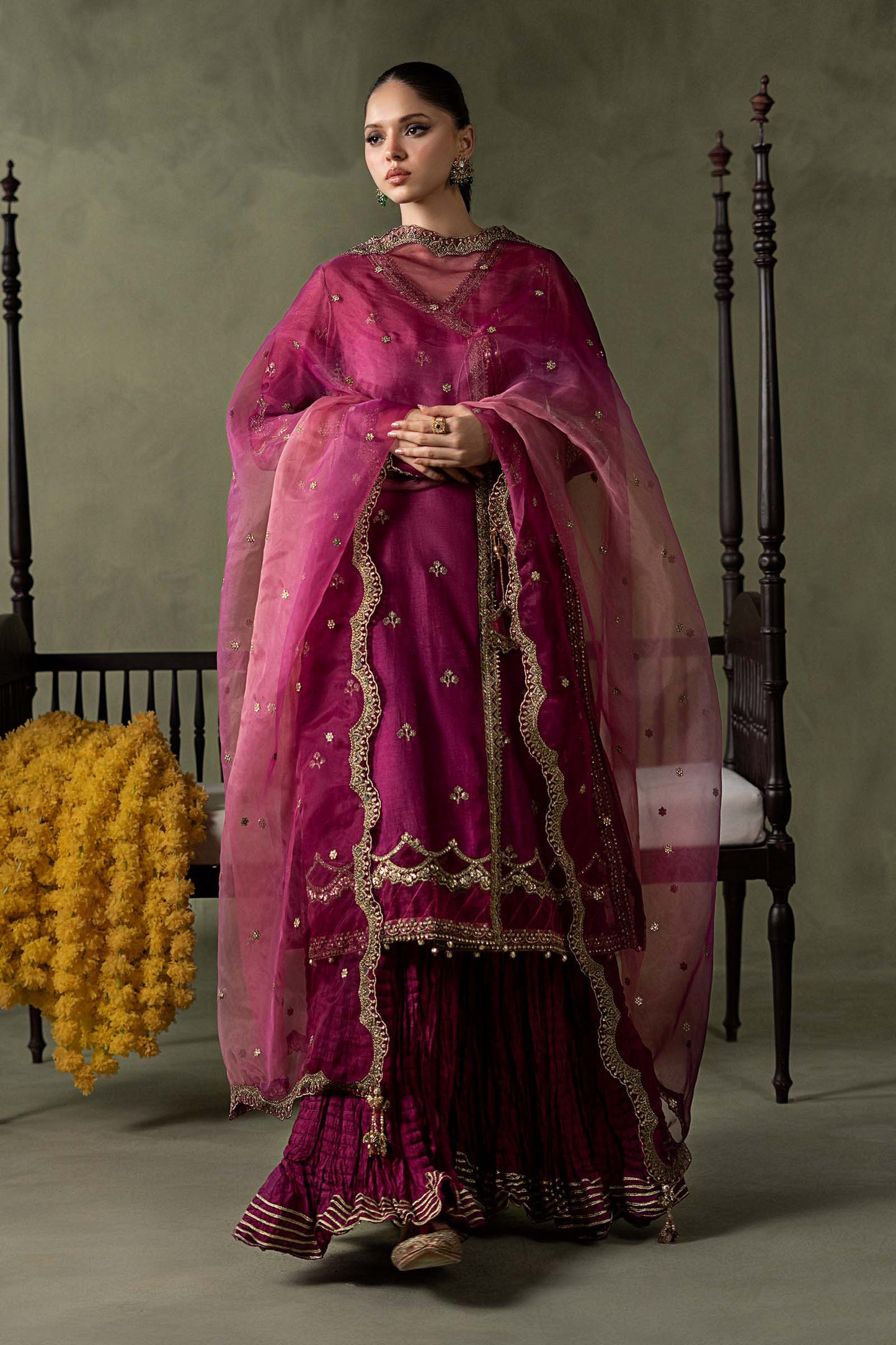 3 Piece Embroidered Raw Silk Suit