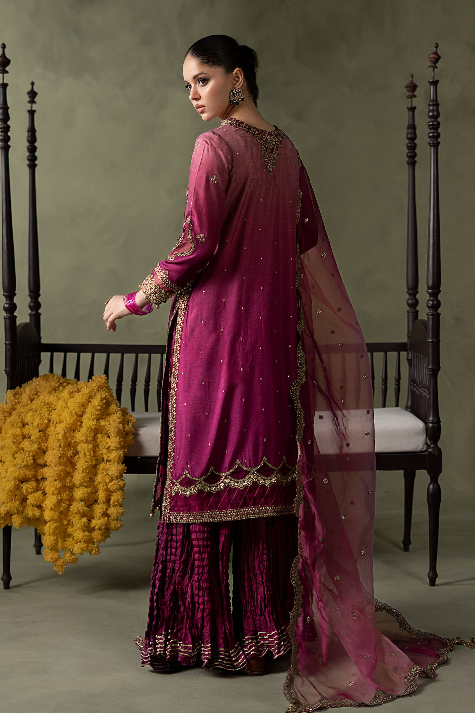 3 Piece Embroidered Raw Silk Suit