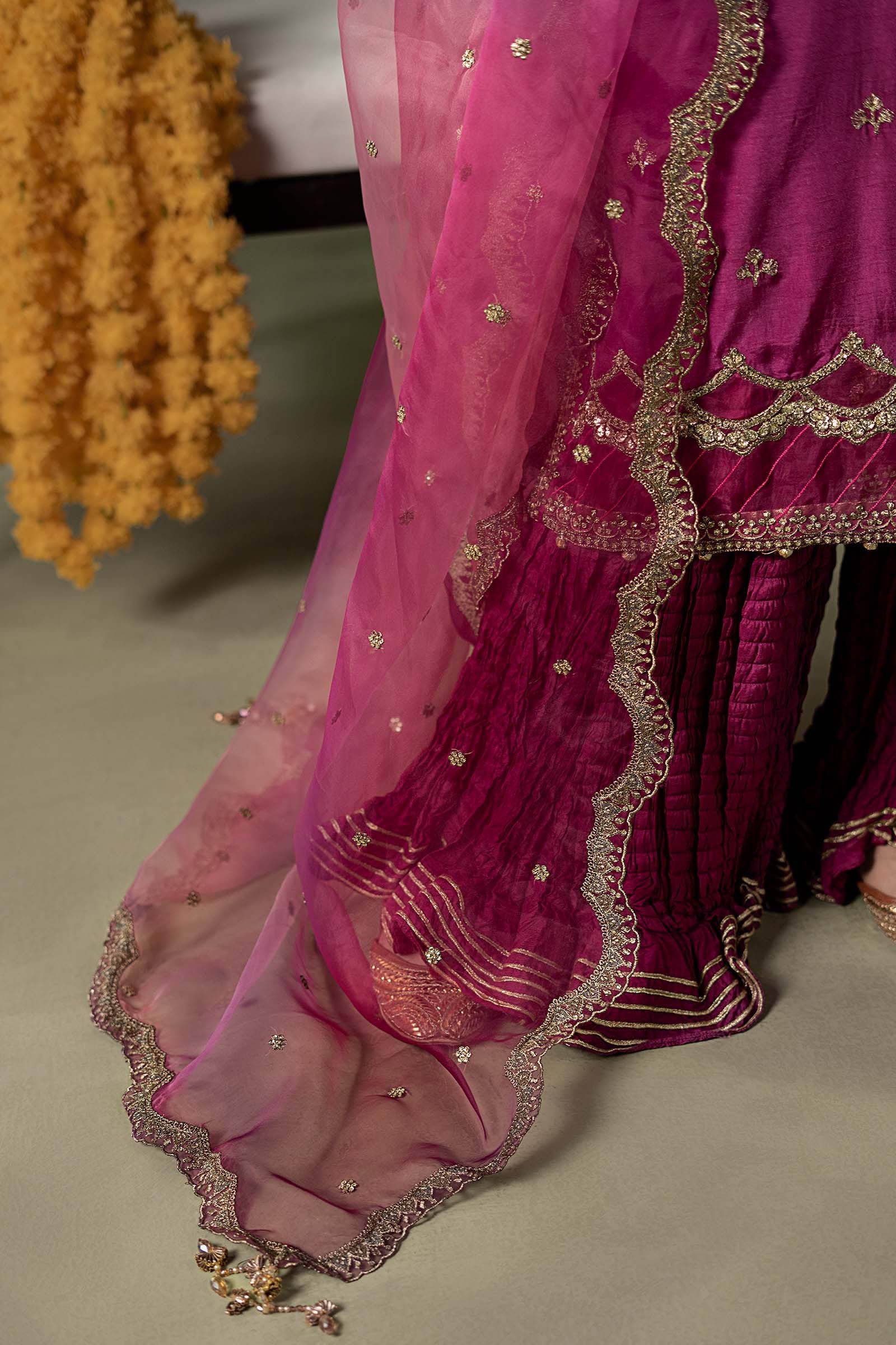3 Piece Embroidered Raw Silk Suit