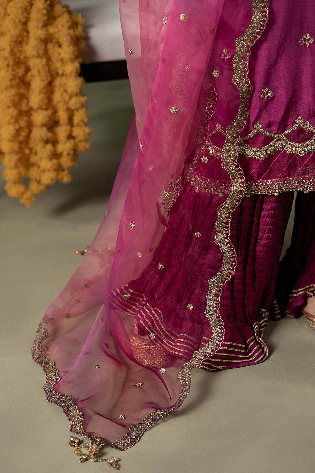 3 Piece Embroidered Raw Silk Suit