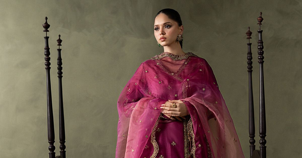 3 Piece Embroidered Raw Silk Suit