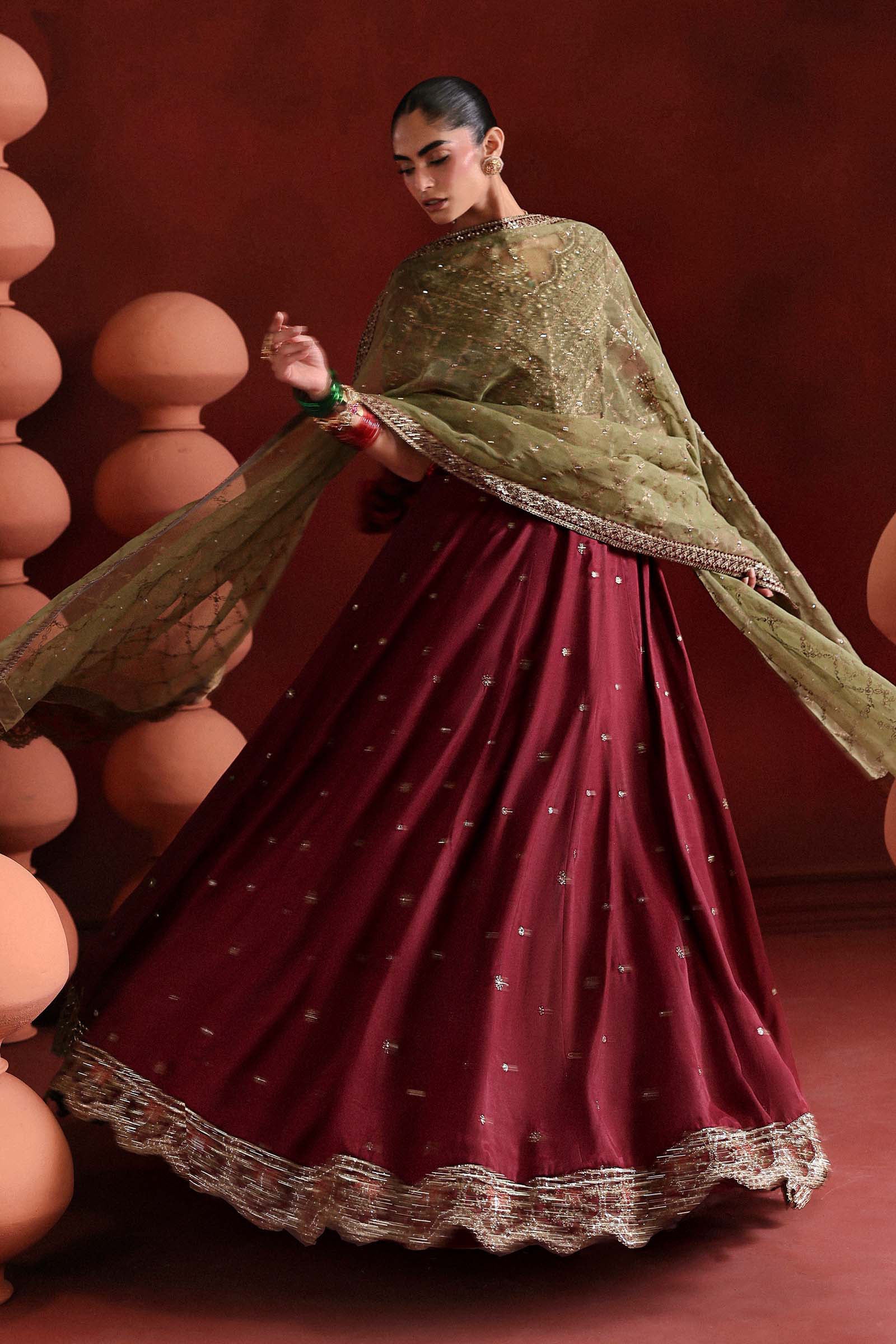 3 Piece Embroidered Raw Silk Suit