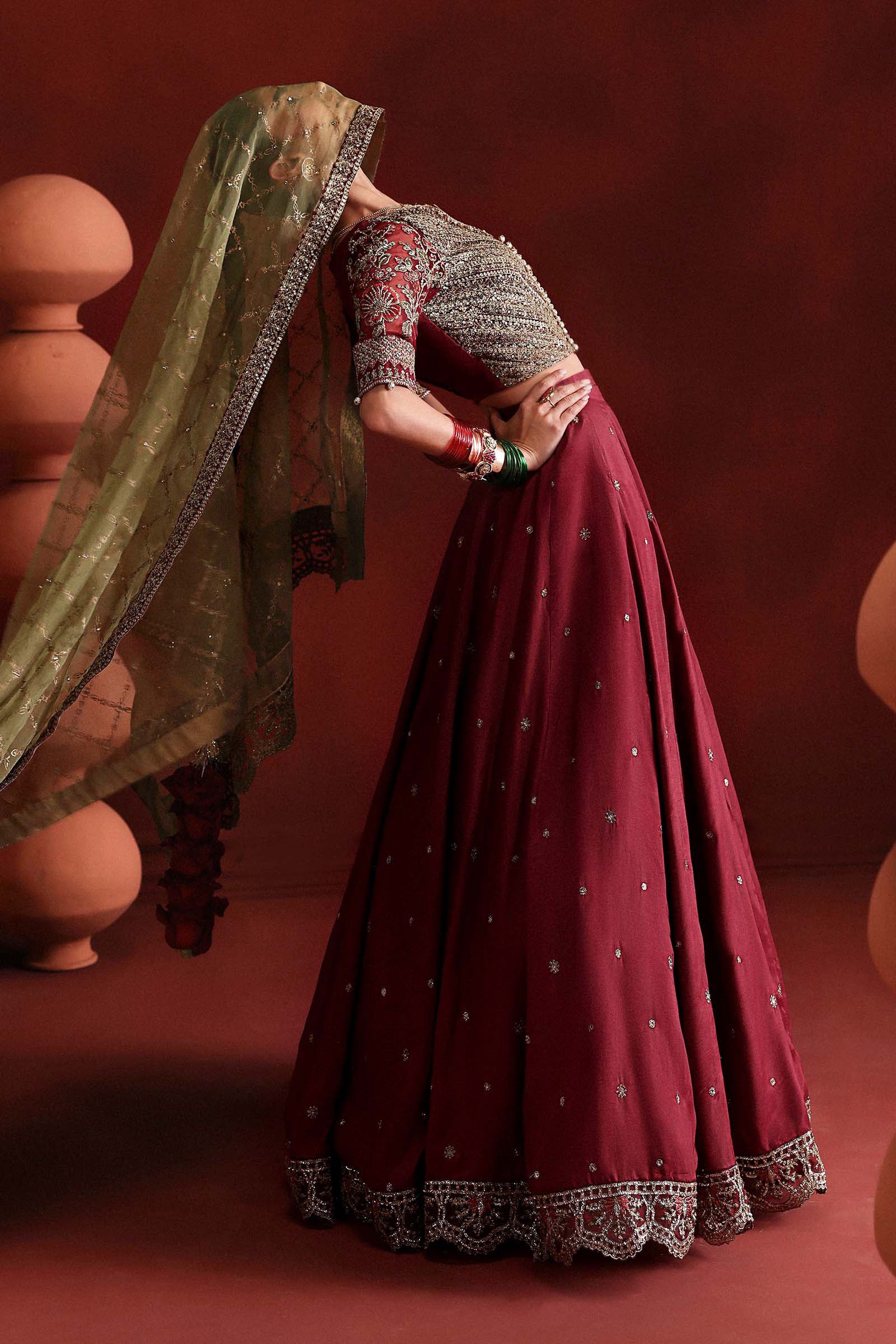 3 Piece Embroidered Raw Silk Suit