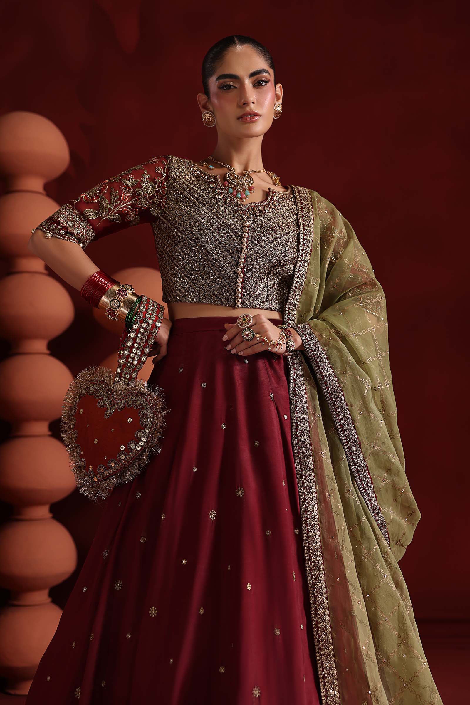3 Piece Embroidered Raw Silk Suit