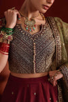 3 Piece Embroidered Raw Silk Suit
