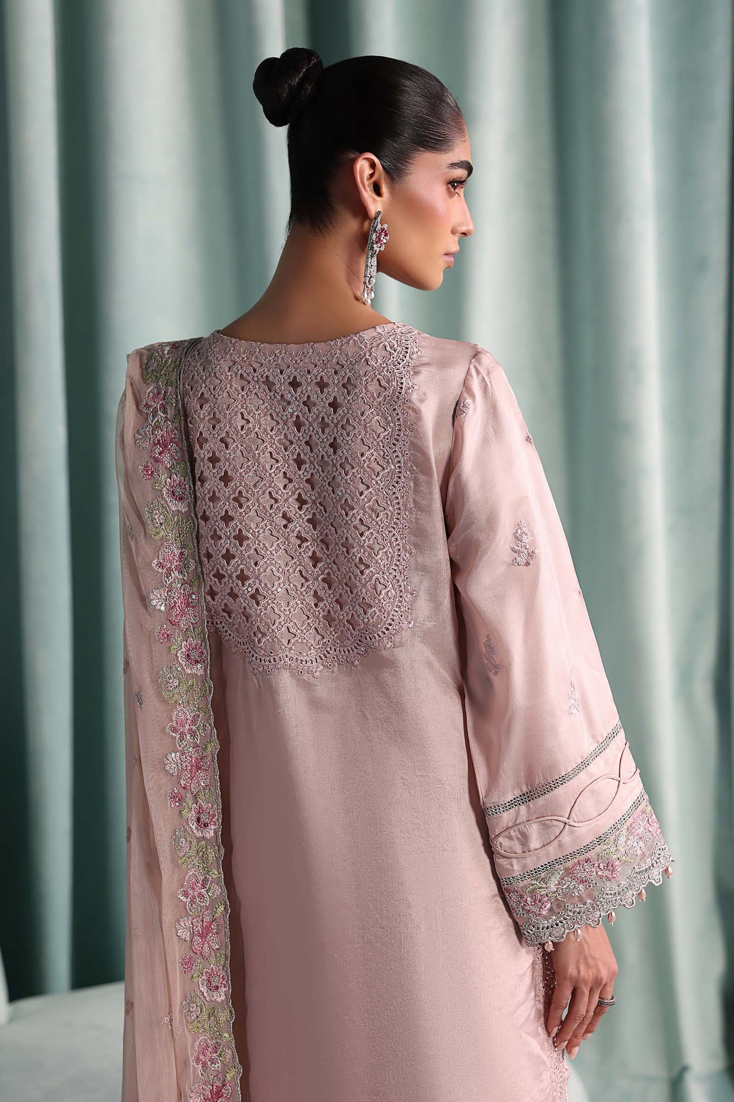 3 Piece Embroidered Tissue Silk Suit
