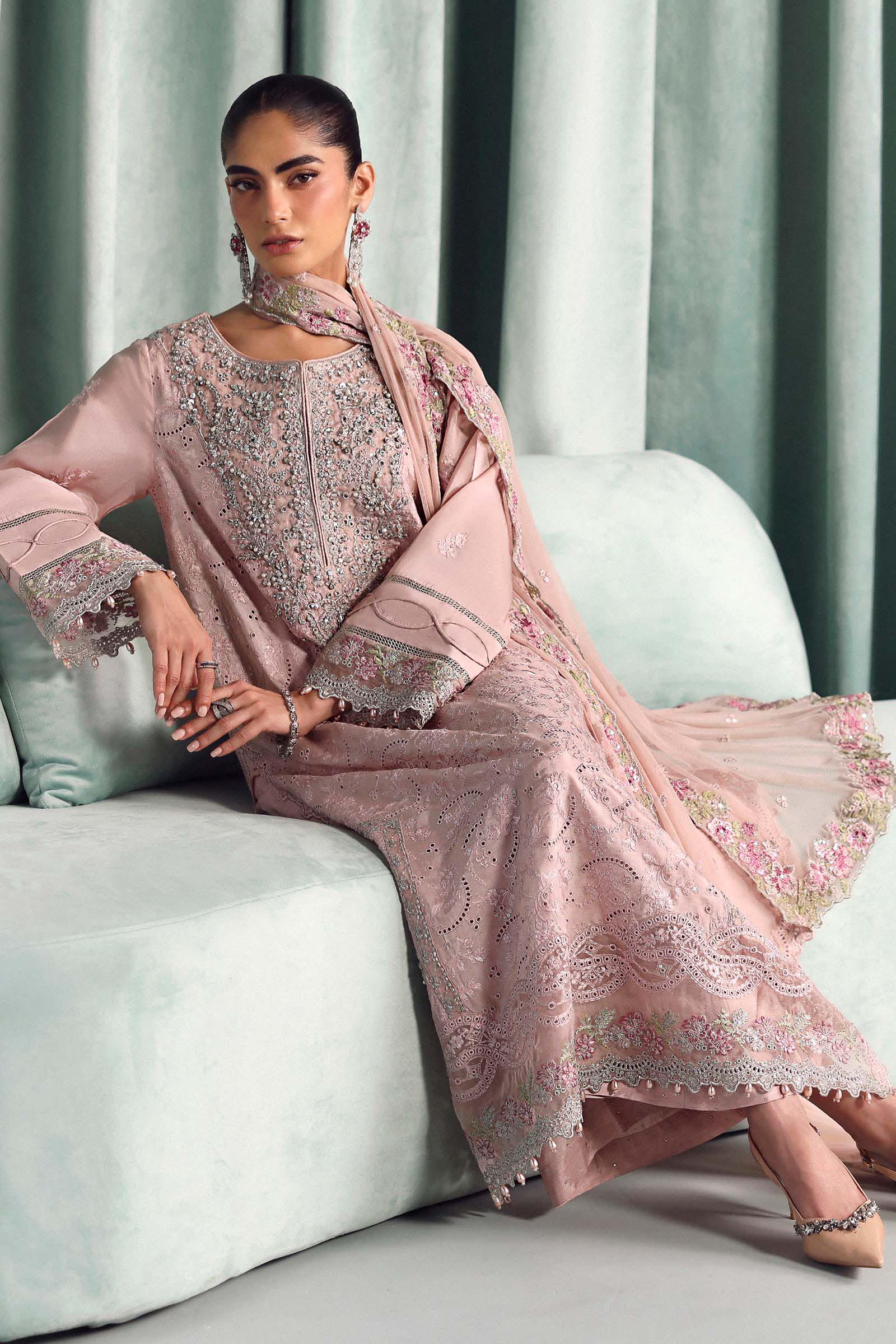 3 Piece Embroidered Tissue Silk Suit