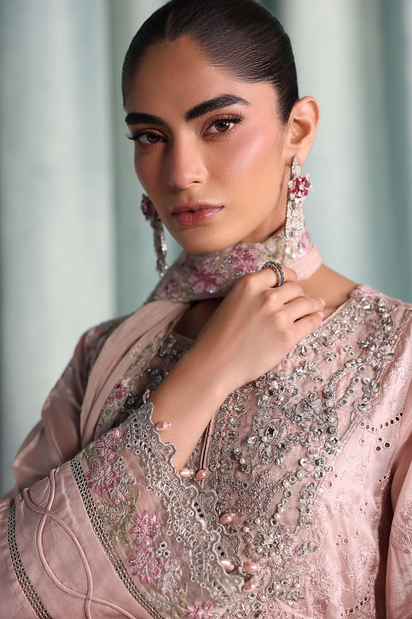 3 Piece Embroidered Tissue Silk Suit