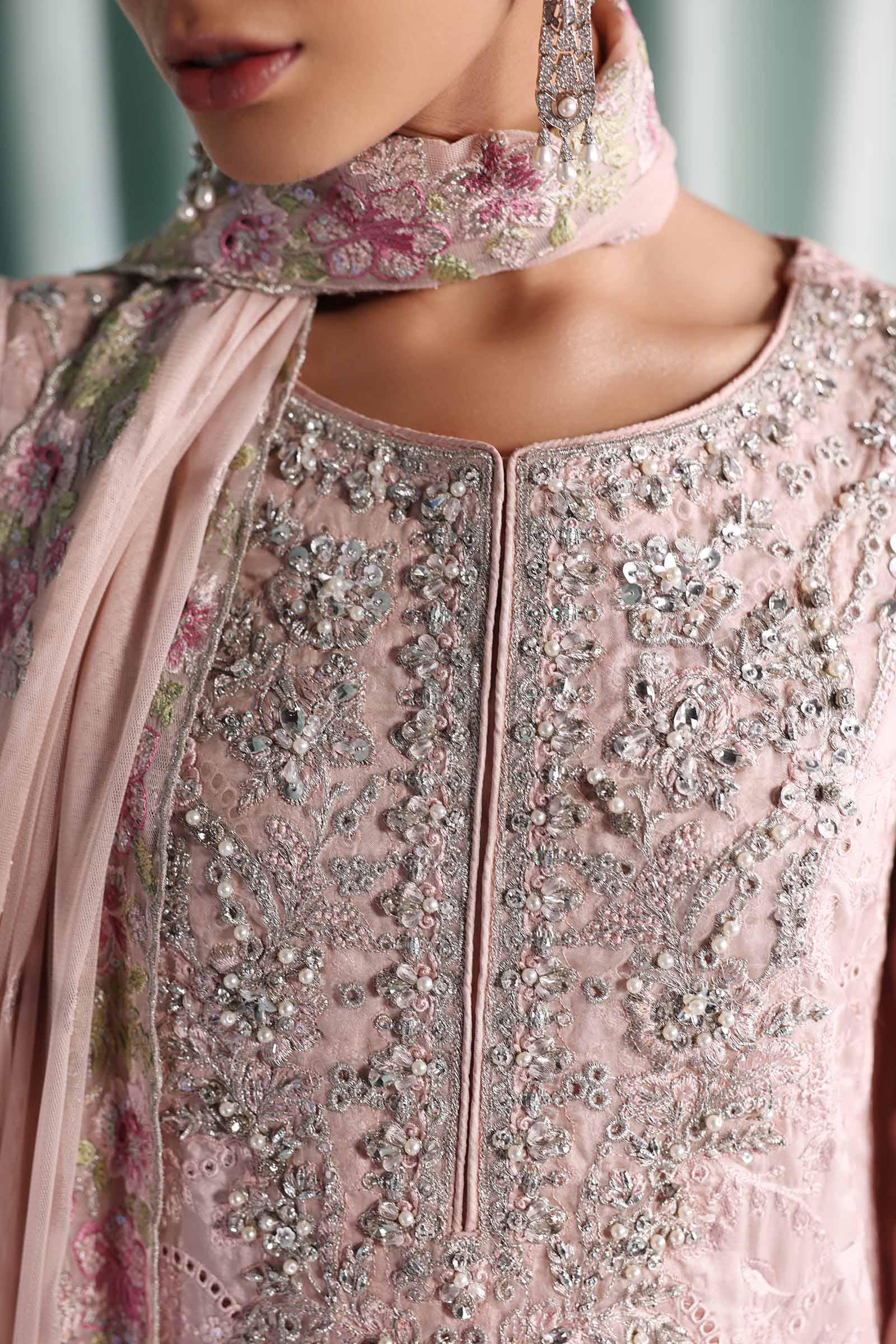 3 Piece Embroidered Tissue Silk Suit