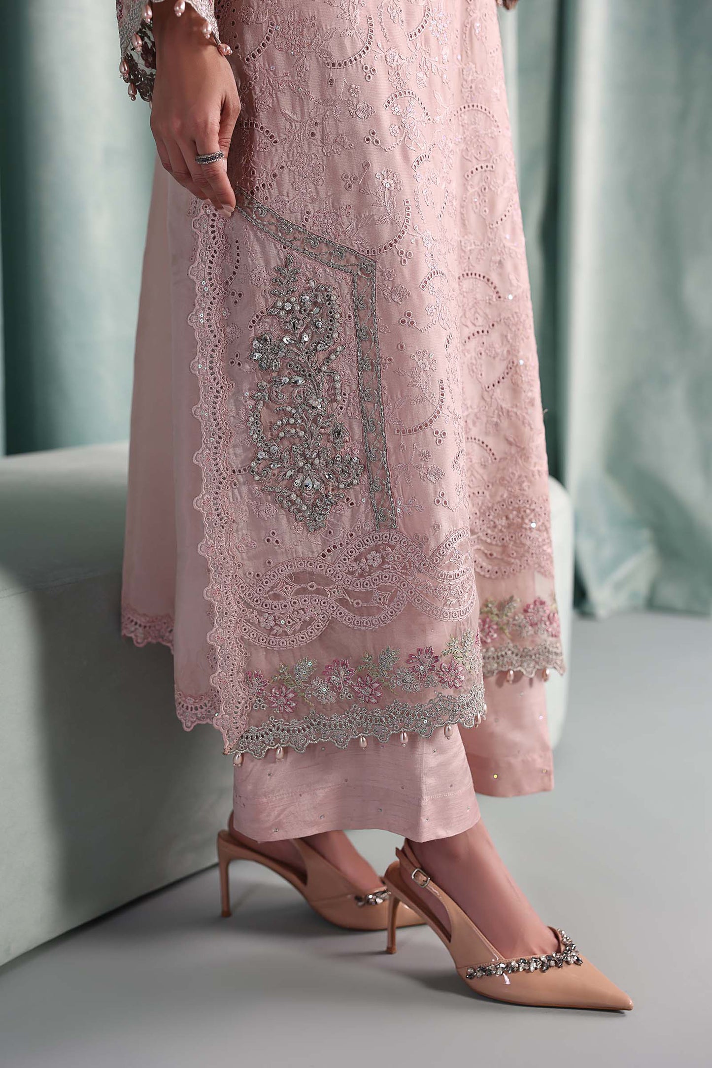 3 Piece Embroidered Tissue Silk Suit