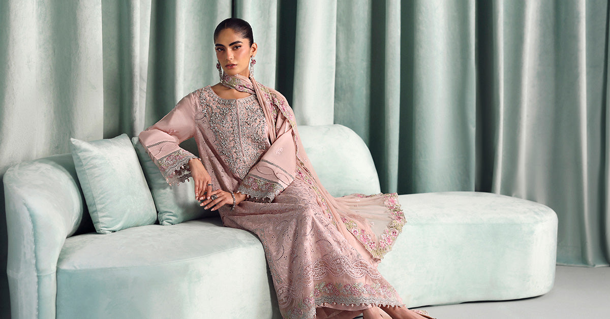 3 Piece Embroidered Tissue Silk Suit
