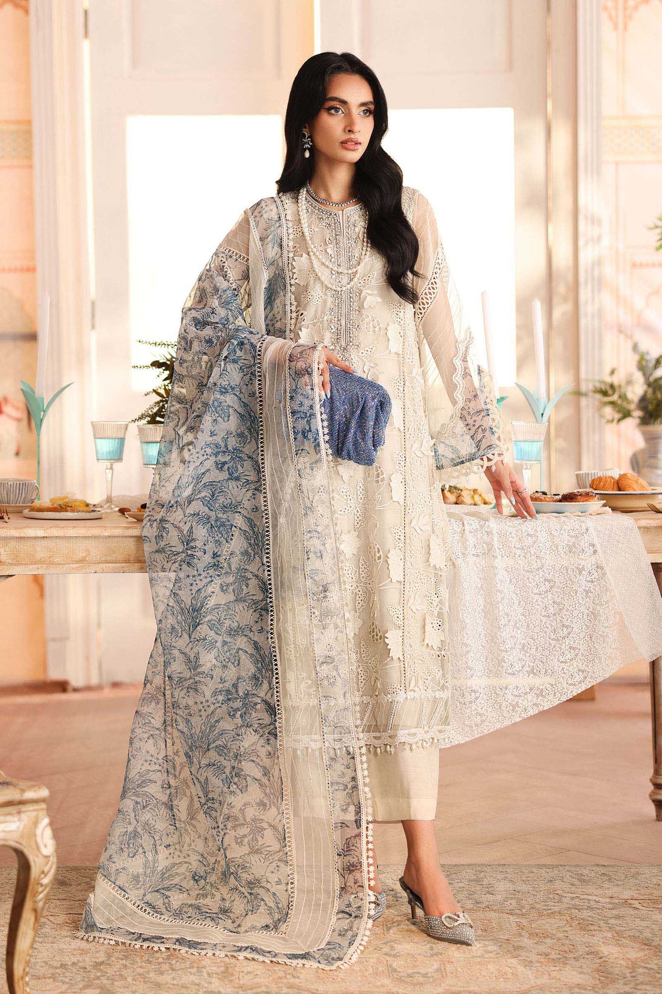 3 Piece Embroidered Organza Suit