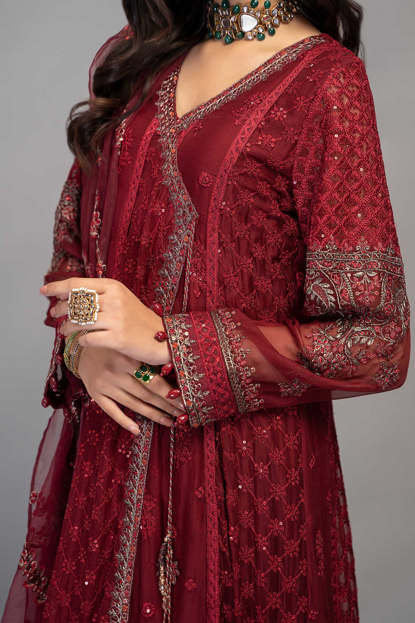 3 Piece Embroidered Chiffon Suit