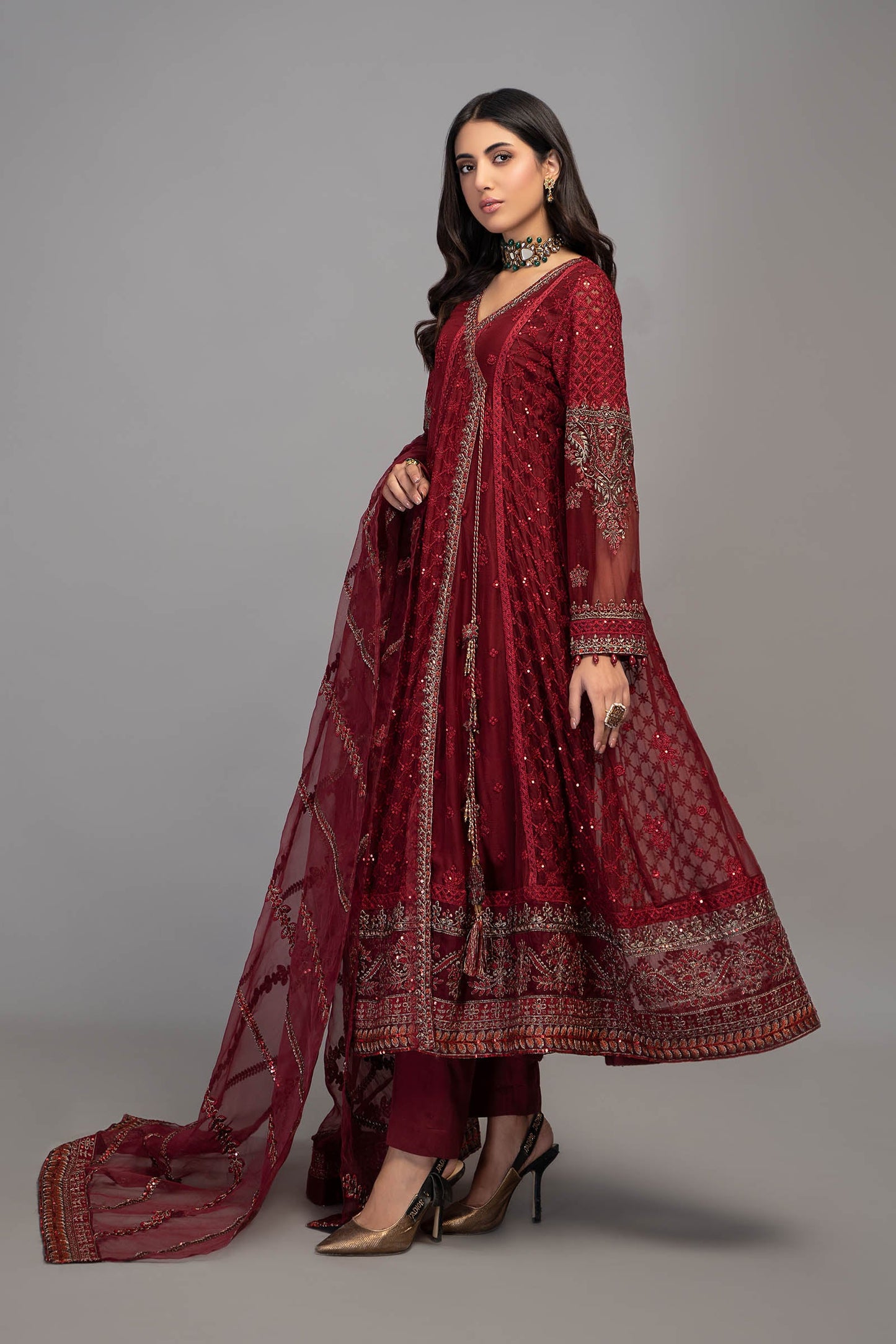 3 Piece Embroidered Chiffon Suit