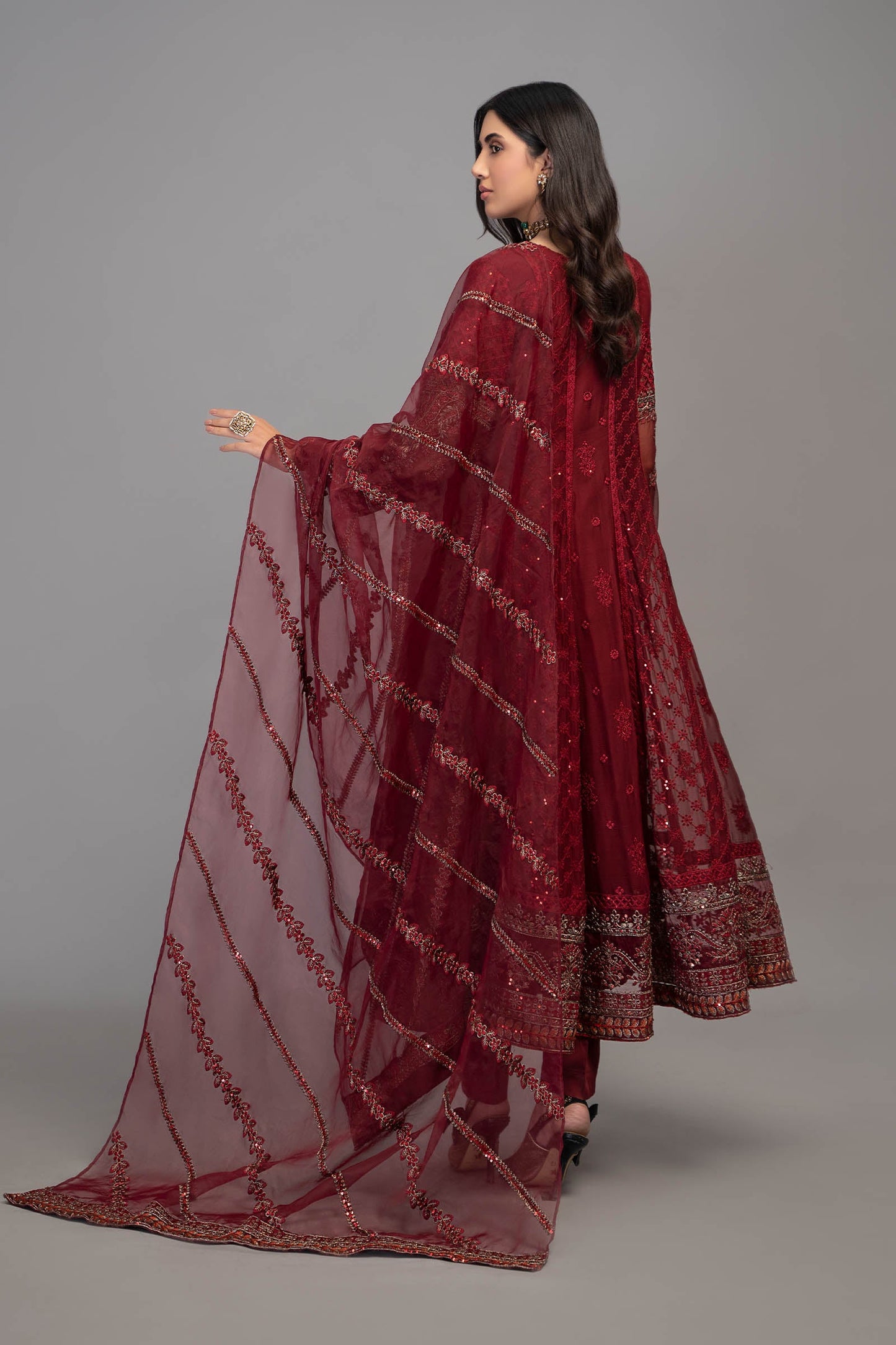 3 Piece Embroidered Chiffon Suit