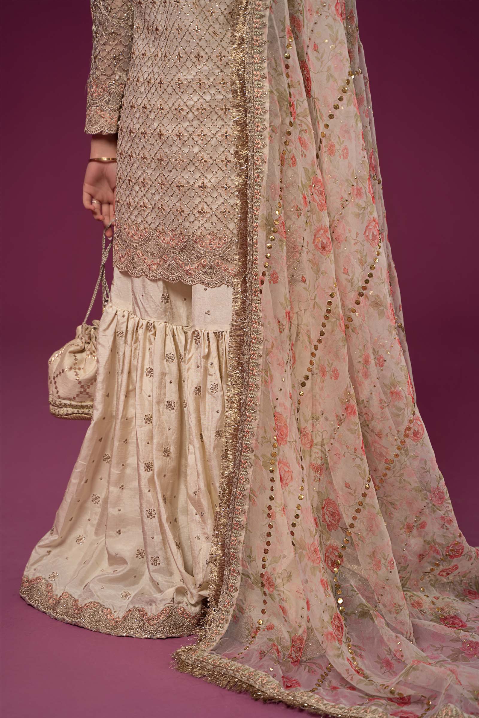 3 Piece Embroidered Organza Suit