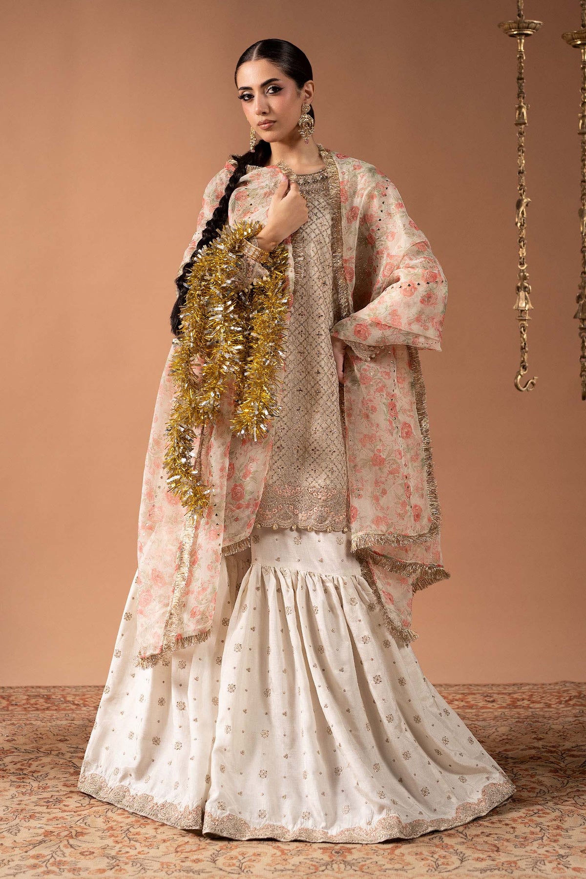 3 Piece Embroidered Organza Suit