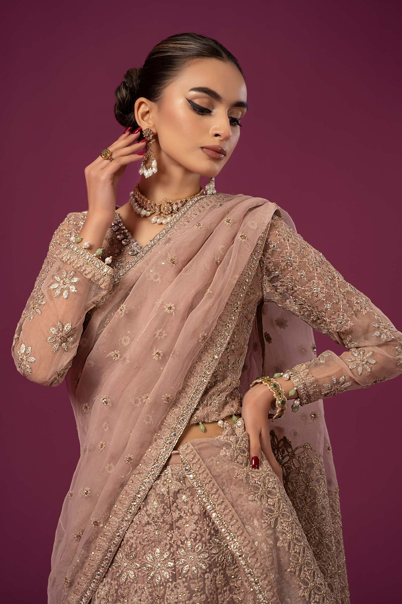 3 Piece Embroidered Organza Suit