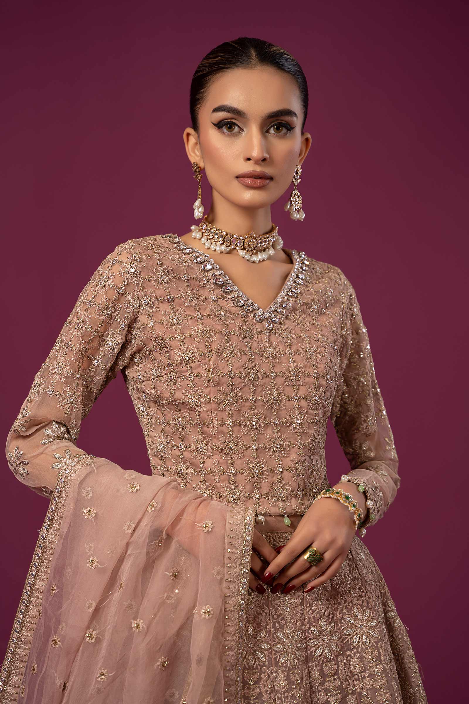 3 Piece Embroidered Organza Suit