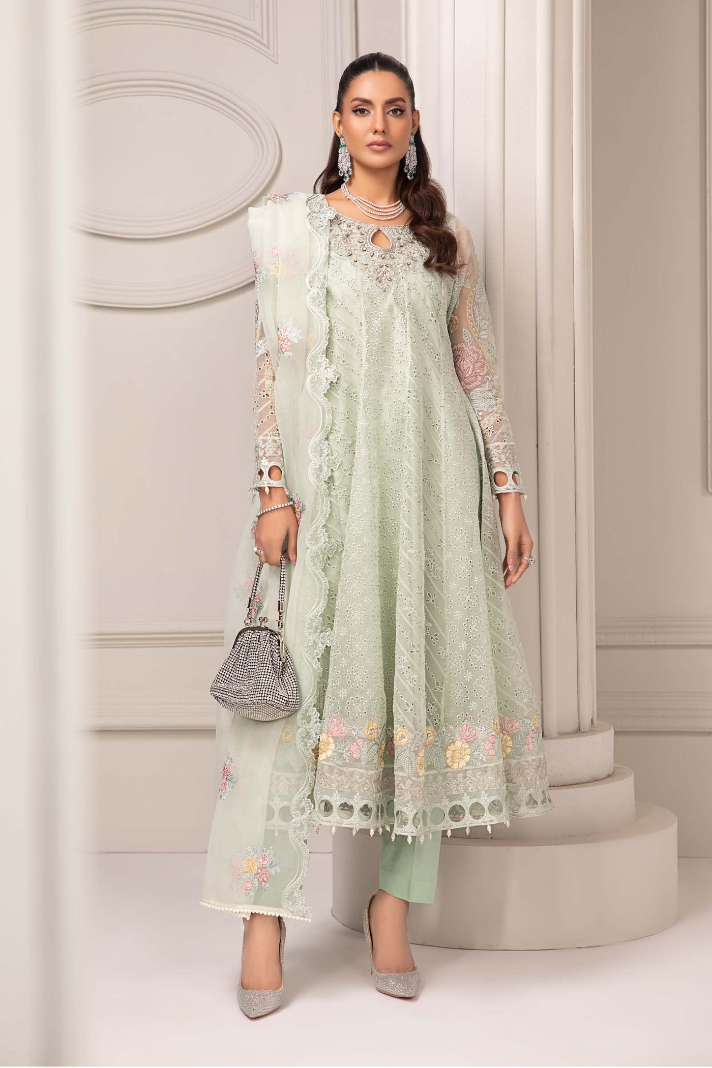 3 Piece Embroidered Organza Suit