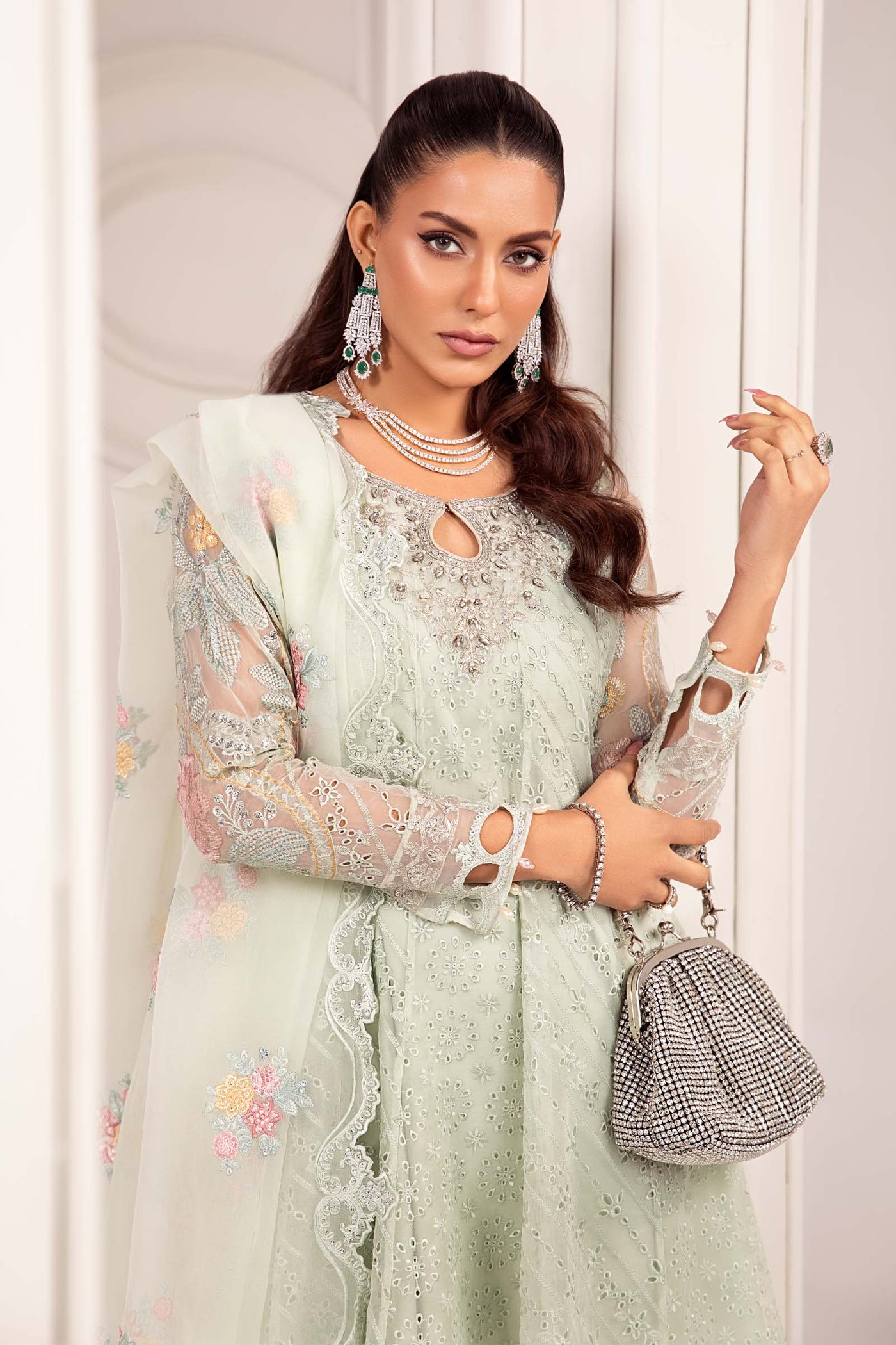 3 Piece Embroidered Organza Suit