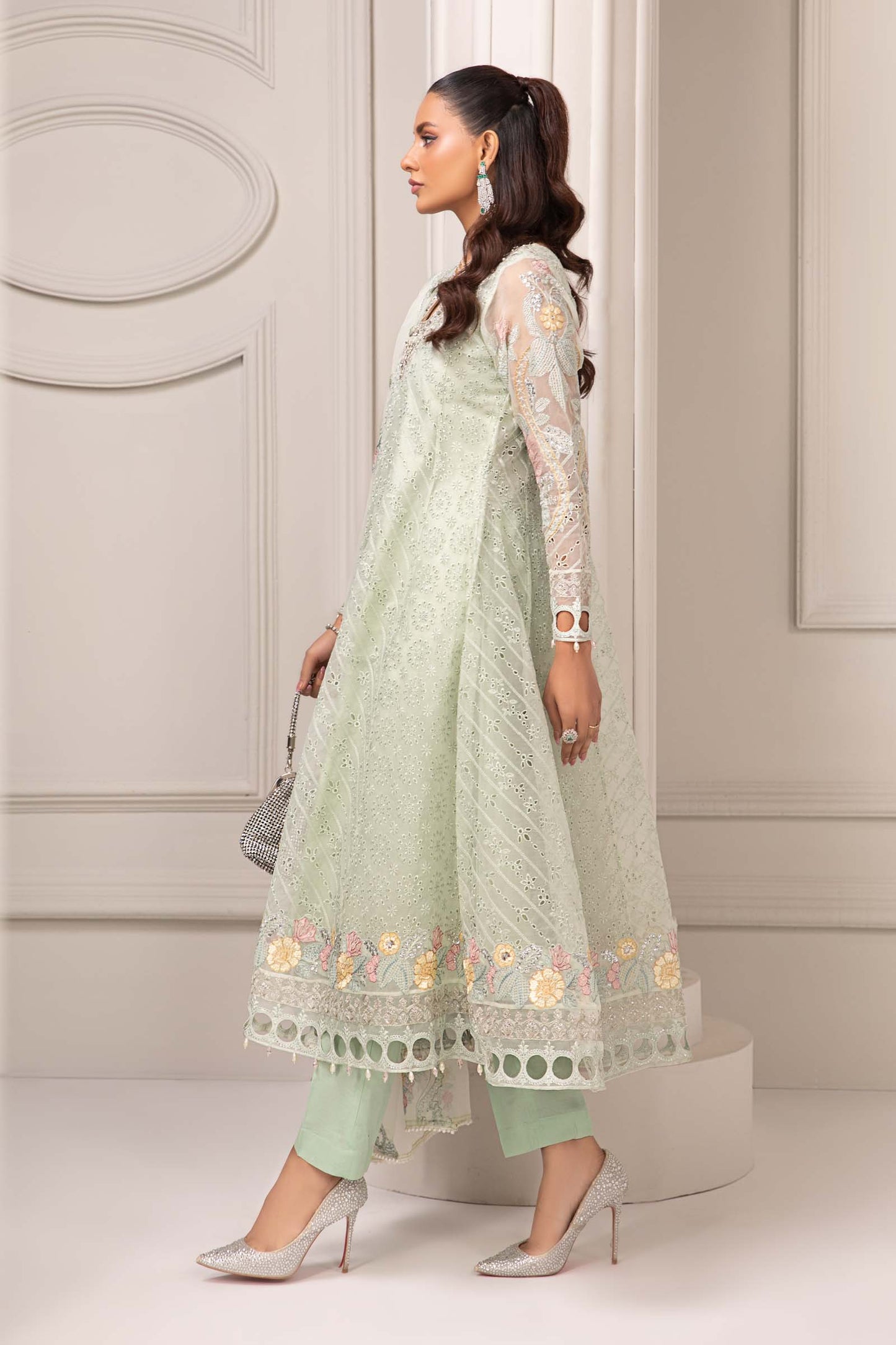3 Piece Embroidered Organza Suit