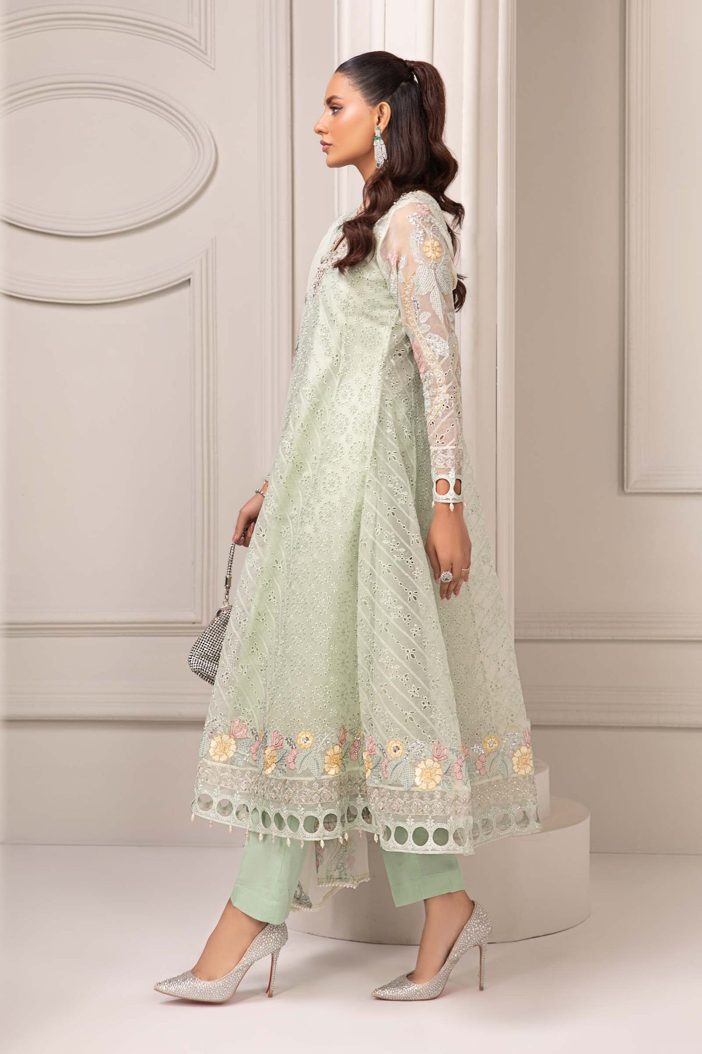 3 Piece Embroidered Organza Suit