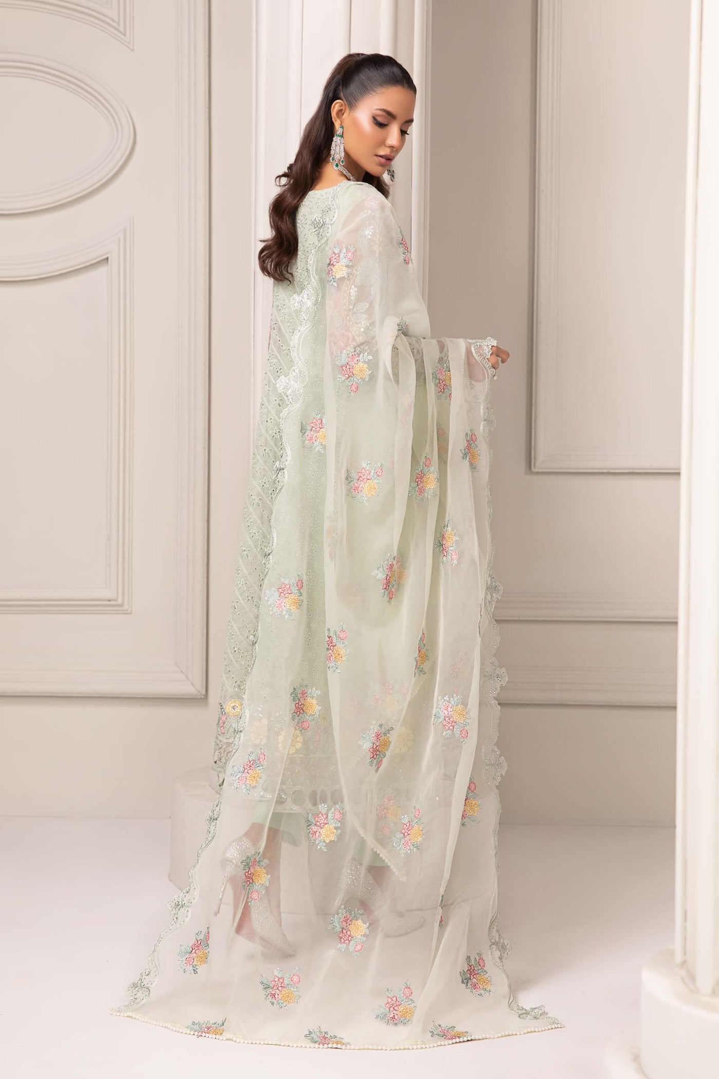 3 Piece Embroidered Organza Suit