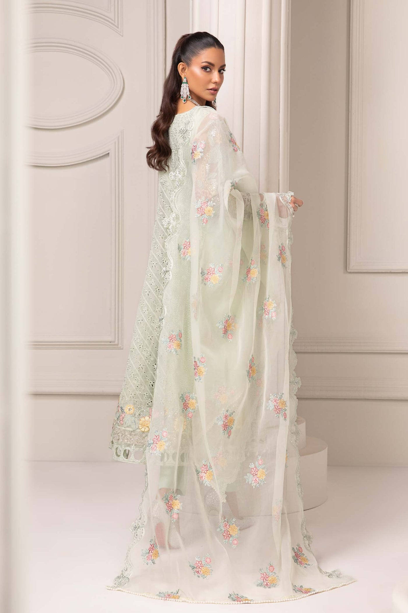 3 Piece Embroidered Organza Suit