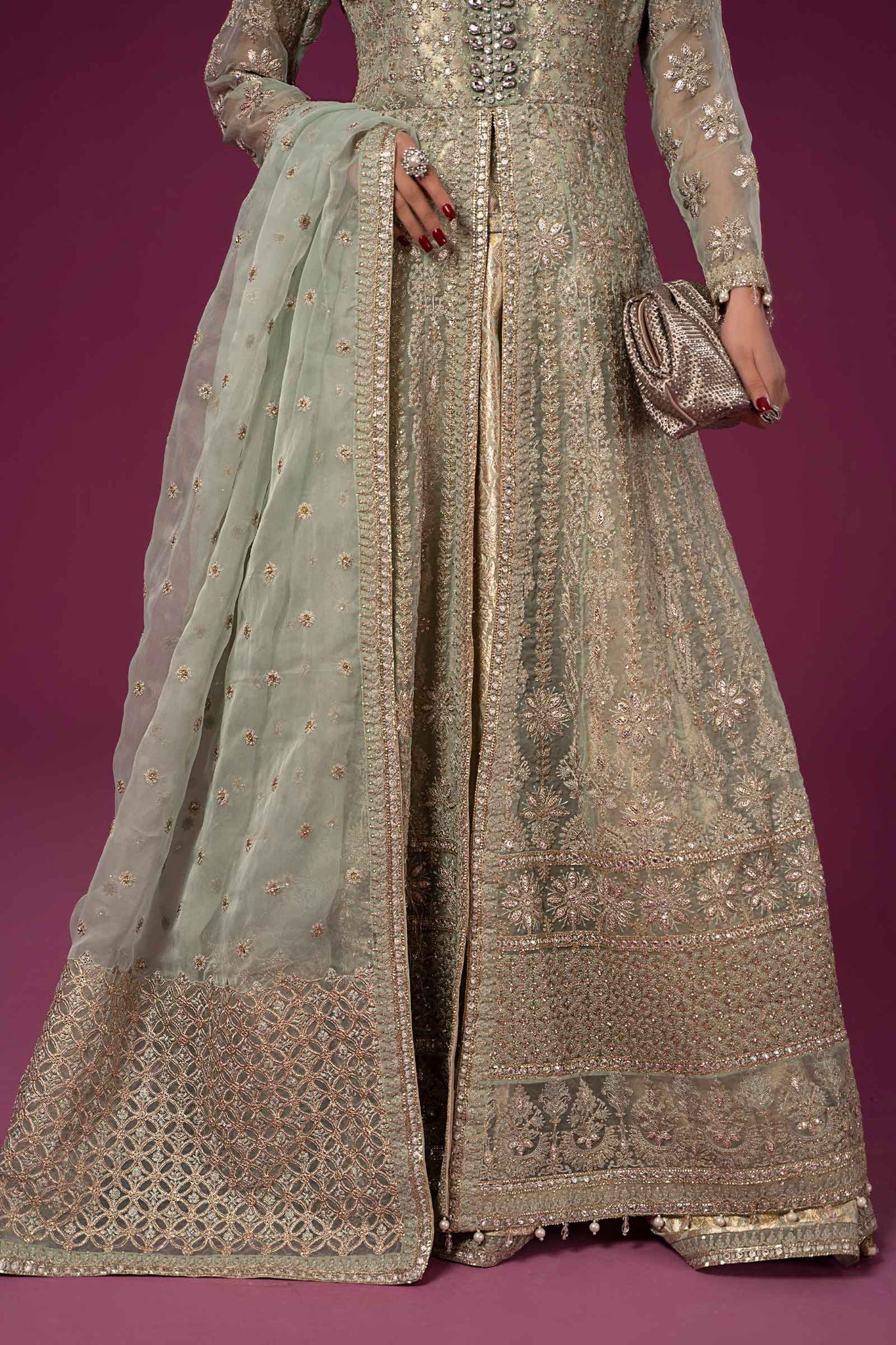 3 Piece Embroidered Organza Suit