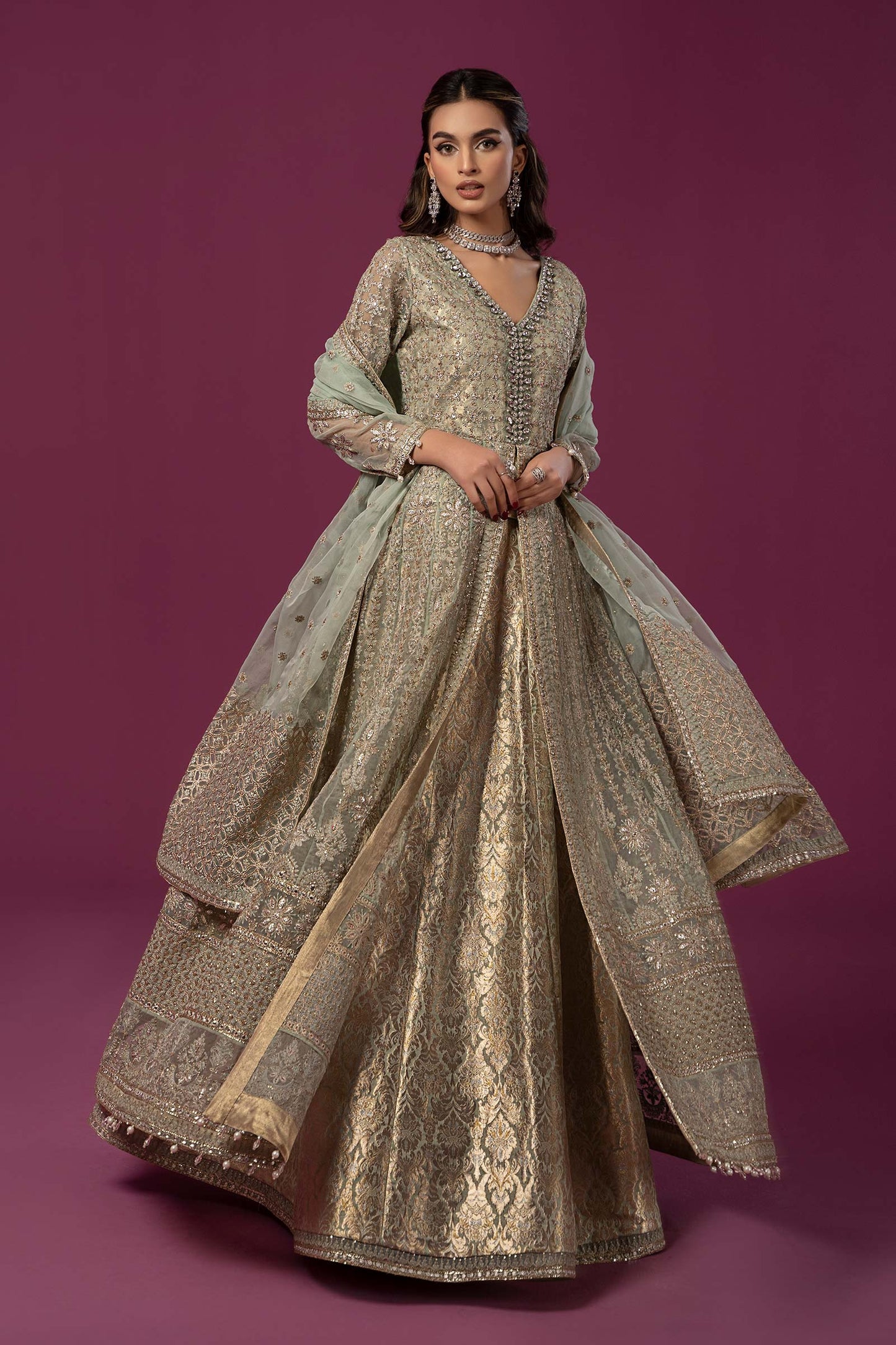 3 Piece Embroidered Organza Suit