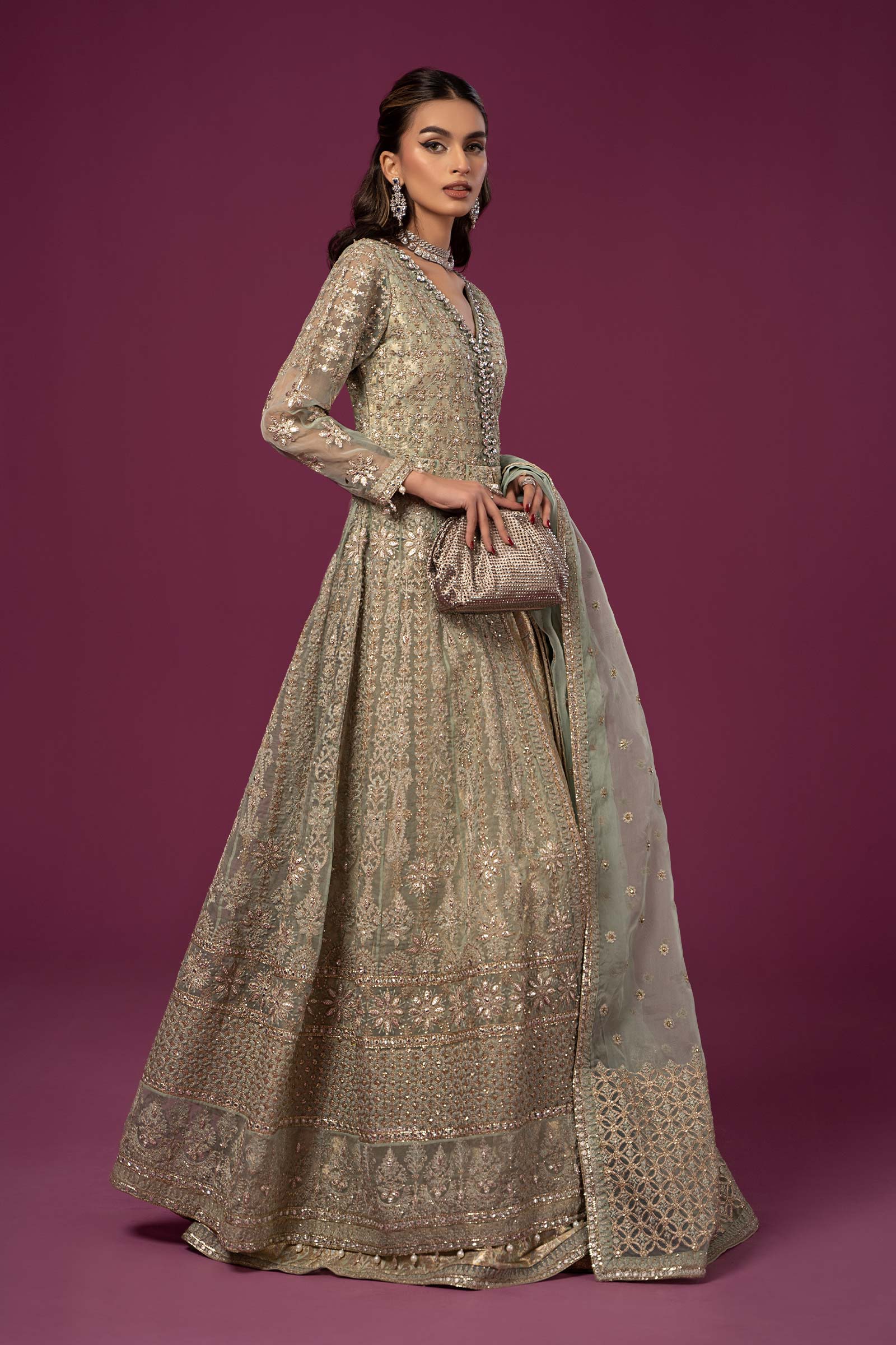 3 Piece Embroidered Organza Suit