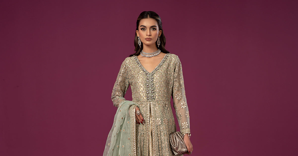 3 Piece Embroidered Organza Suit