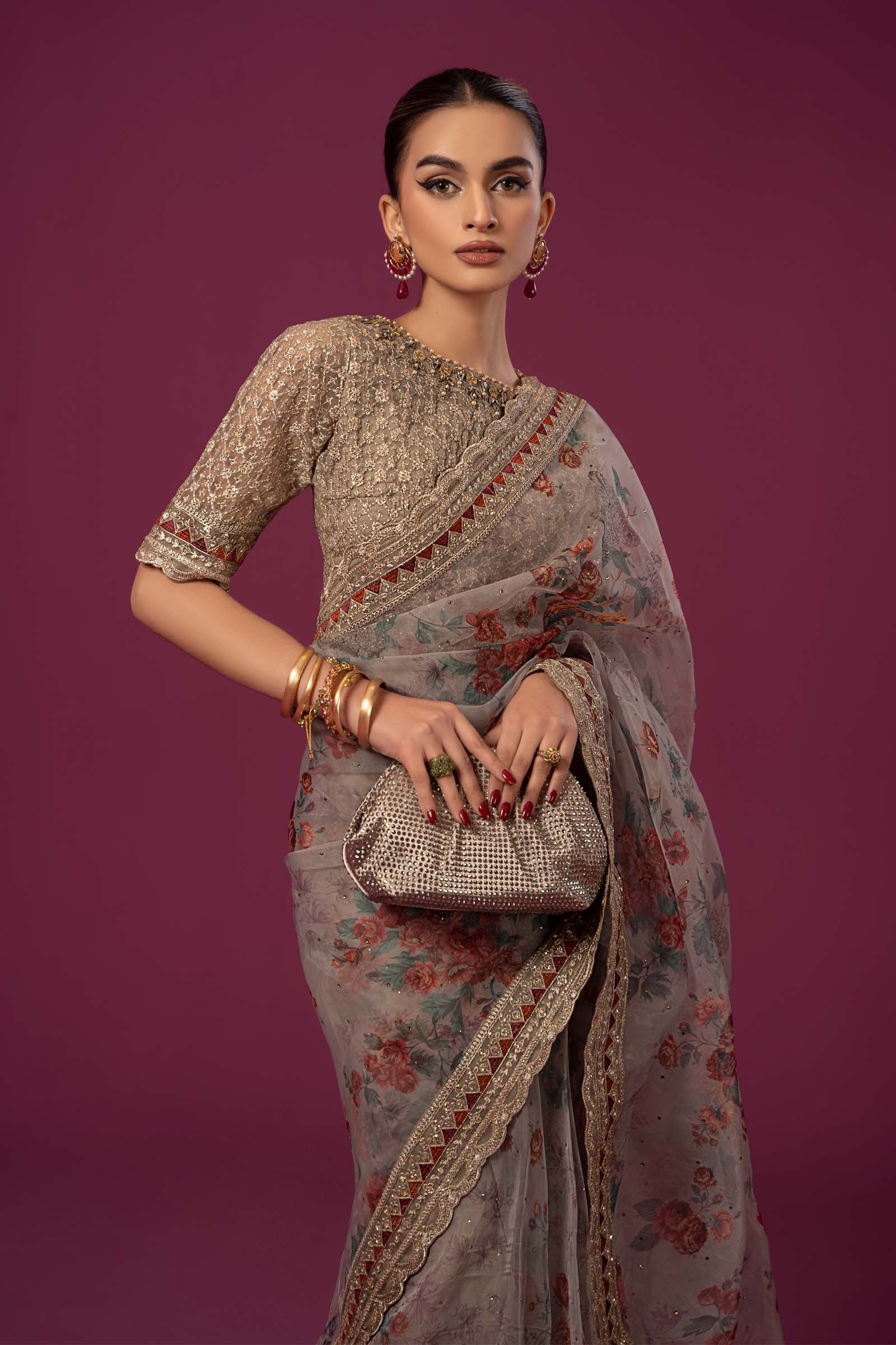 Embroidered Organza Saree